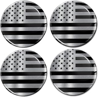 4 x 60mm 3D Domed Car Wheel Centre Center Rims Stickers Decals for Caps Vehicle Auto Tuning American Star USA United States America National Flag Silver Emblem A 10960