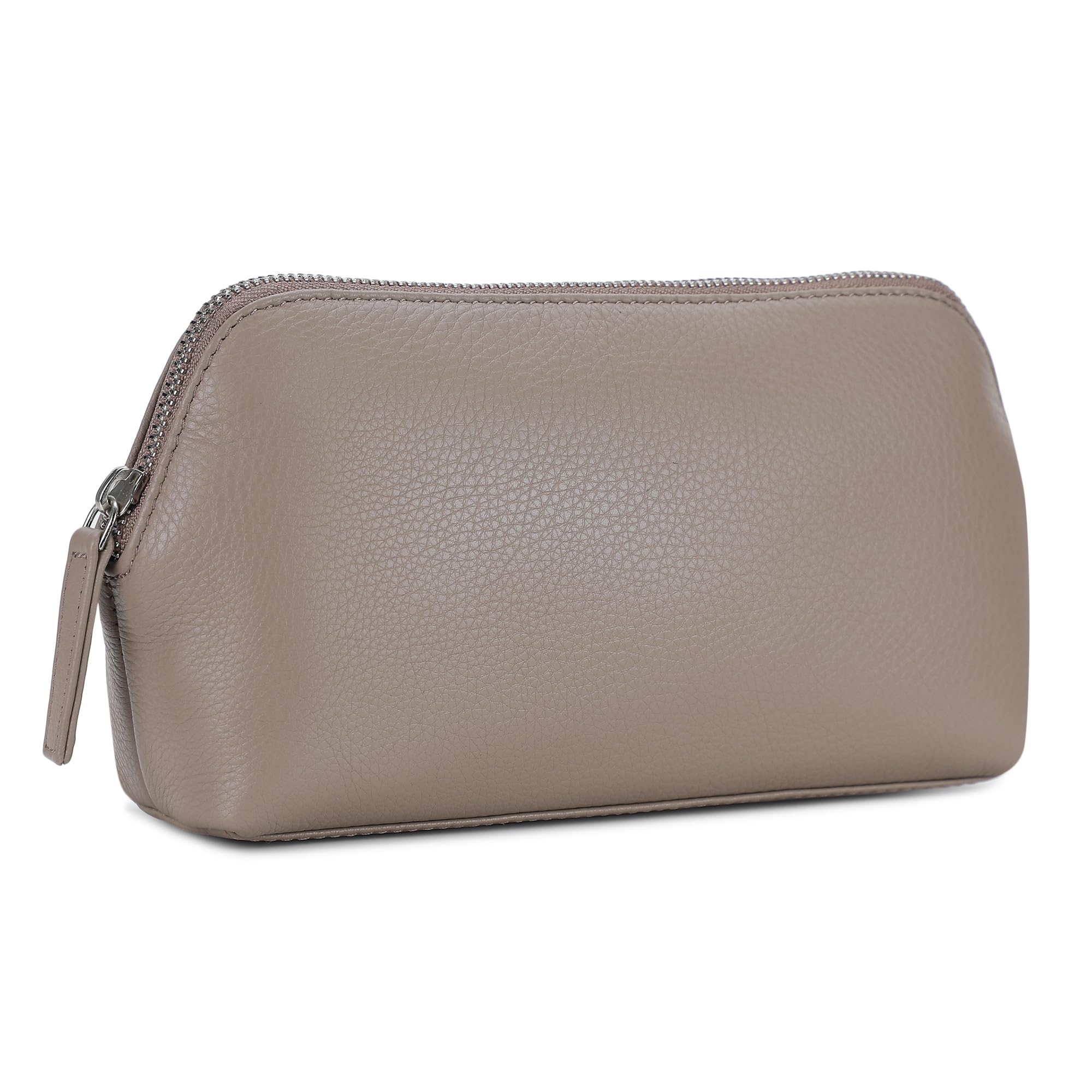 Women's Leather Cosmetic Bag - Medium Travel Makeup Pouch - Make-Up Case (Beige) - Image 4