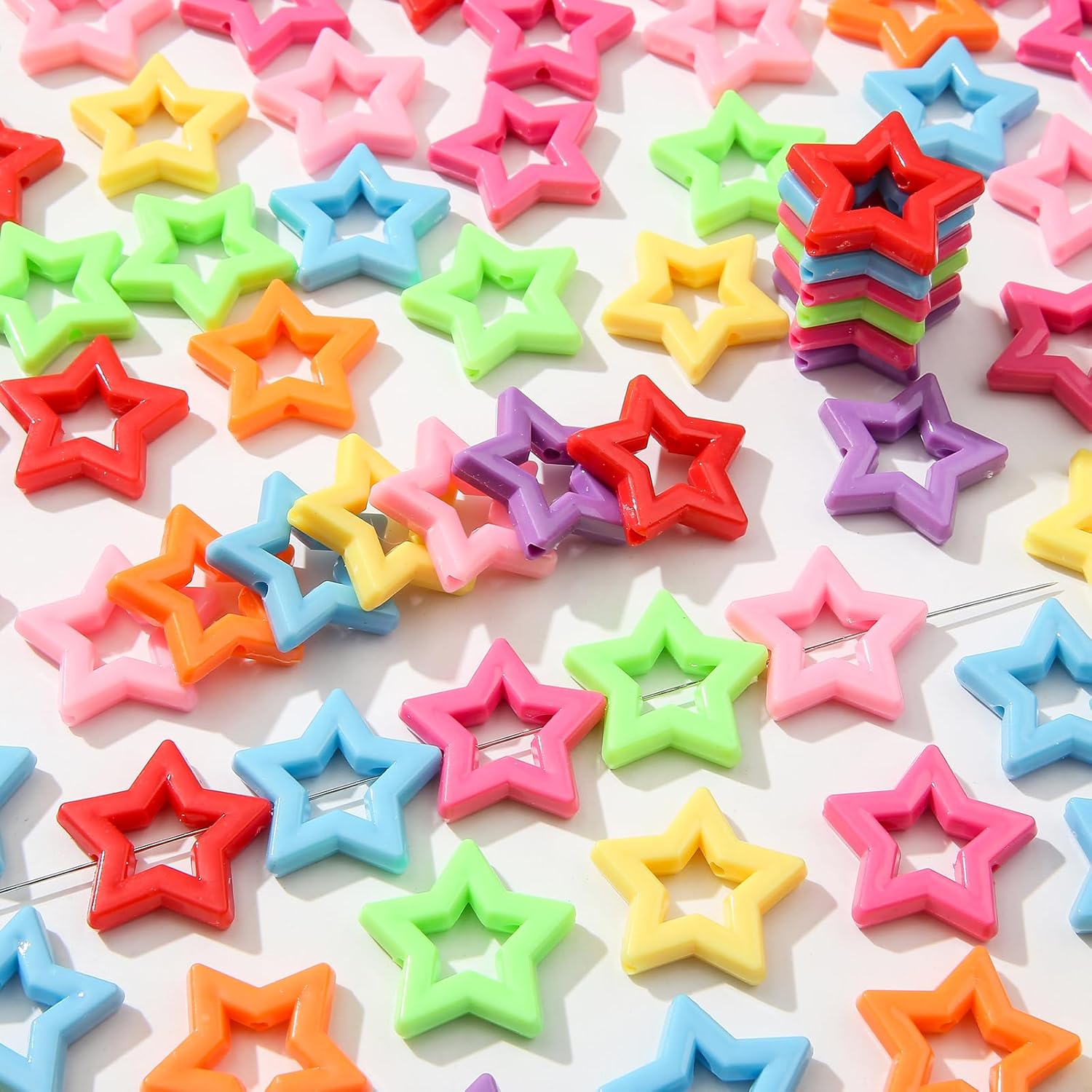 150pcs Acrylic Star Beads Rainbow Star Bead Color Star Shape Beads for Jewelry Making Handmade DIY Bracelet, Charms Keychain Craft Supplies(Rainbow Star) - Image 2