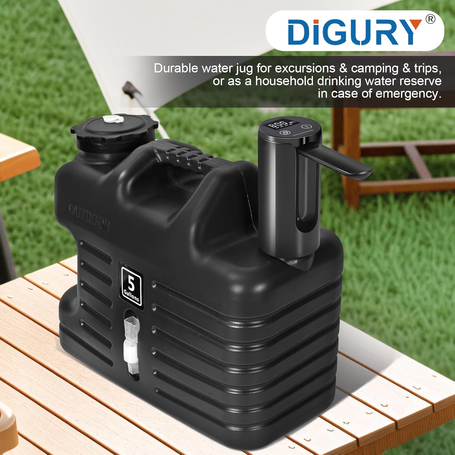 5 Gallon Water Jug with Electric Water Dispenser 2000mAh Automatic Type-C Rechargeable Water Pump BPA Free Camping Water Container Tank No Leakage