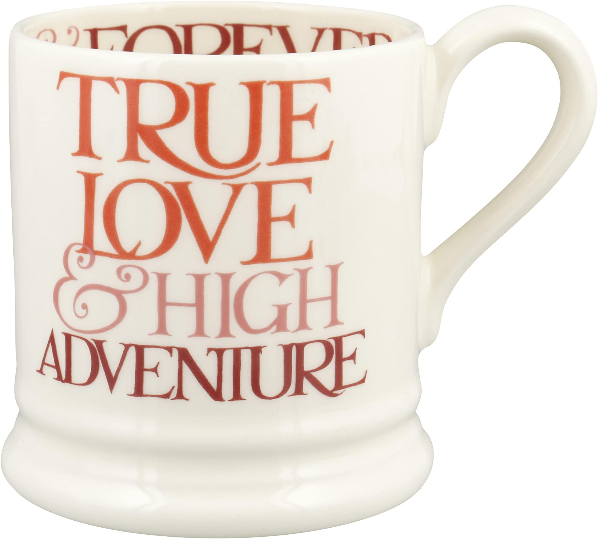 Emma Bridgewater Boho Handmade Ceramic Pink Toast True Love Script Gift Half-Pint Coffee and Tea Mug