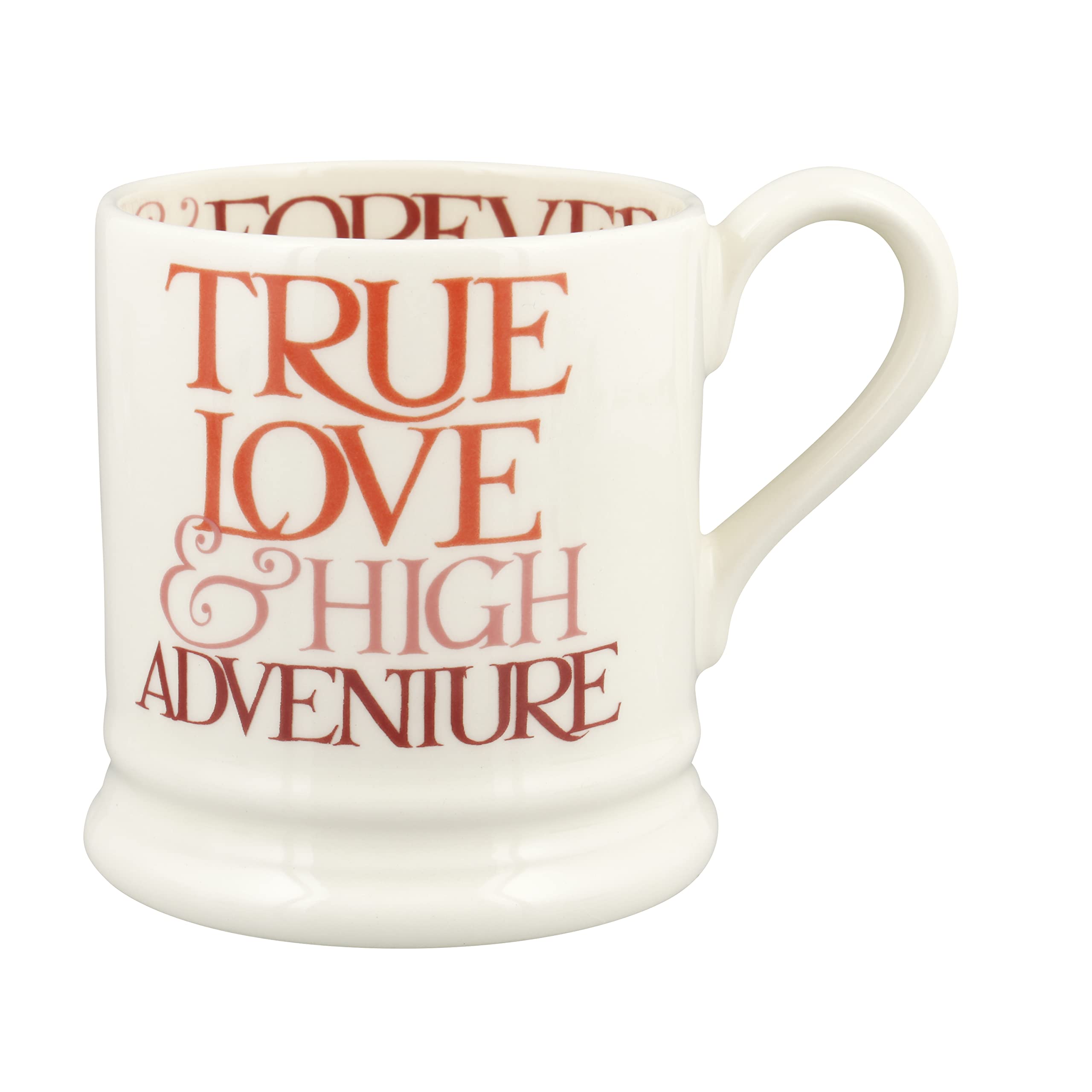 Emma Bridgewater Boho Handmade Ceramic Pink Toast True Love Script Gift Half-Pint Coffee and Tea Mug