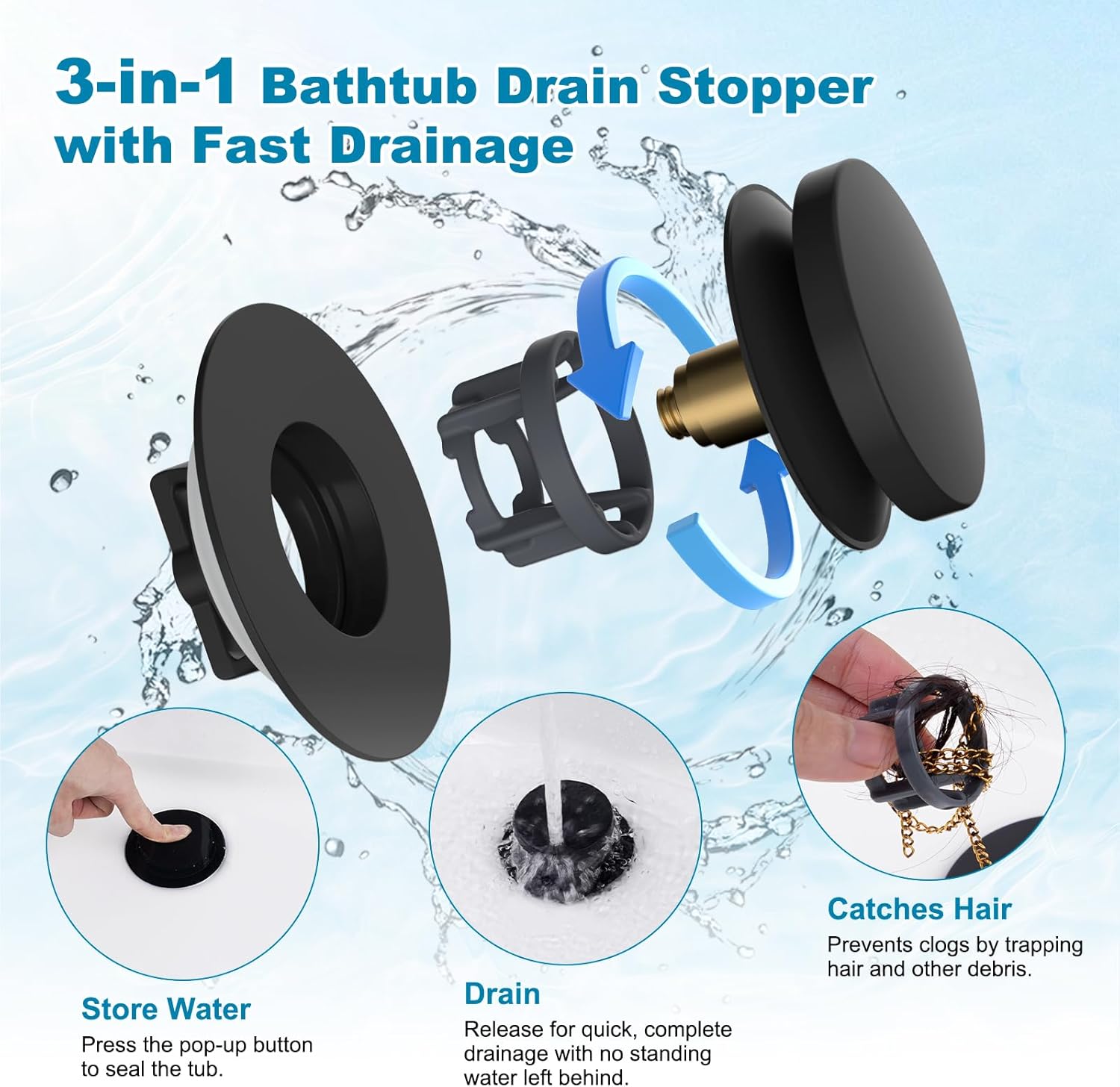 1 Metal Bathtub Drain Sper, Universal Up Tub Sper with