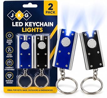 JKG 2PK LED Keyring Torches - Super Bright Mini Keychain Pocket Flashlights [Energy Class A+++]