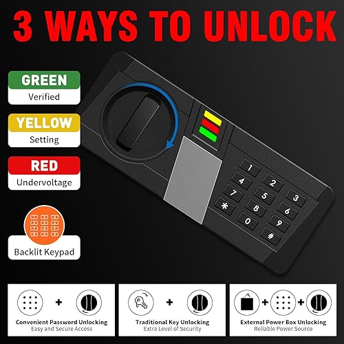 Miniatura 3 de AltiKeep Caja de seguridad de 0.5 Cub Money para el hogar a prueba de fuego, impermeable, caja de seguridad y caja de seguridad con sensor de luz