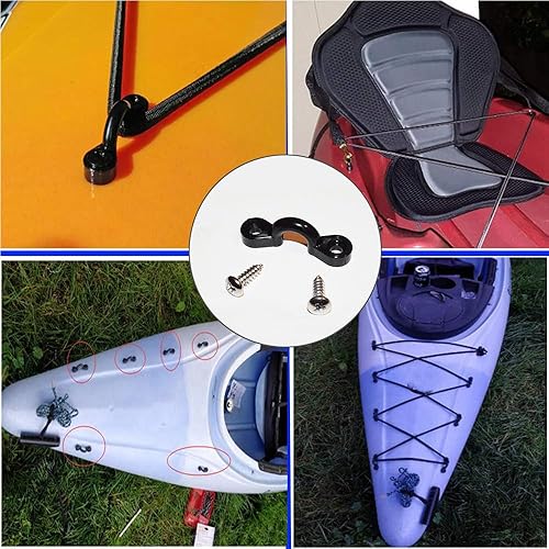 Miniatura 6 de Kit de 10 trabillas para kayak, kit de aparejo de cubierta de bucles de amarre para kayak, ojo de nailon y tornillos de acero inoxidable para canoa,