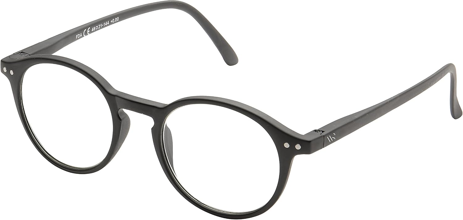 Blue Light Blocking Computer Glasses, Anti UV Eye Strain Clear Lens Reading Video Eyewear, Unisex - Black +0.00 No Magnification