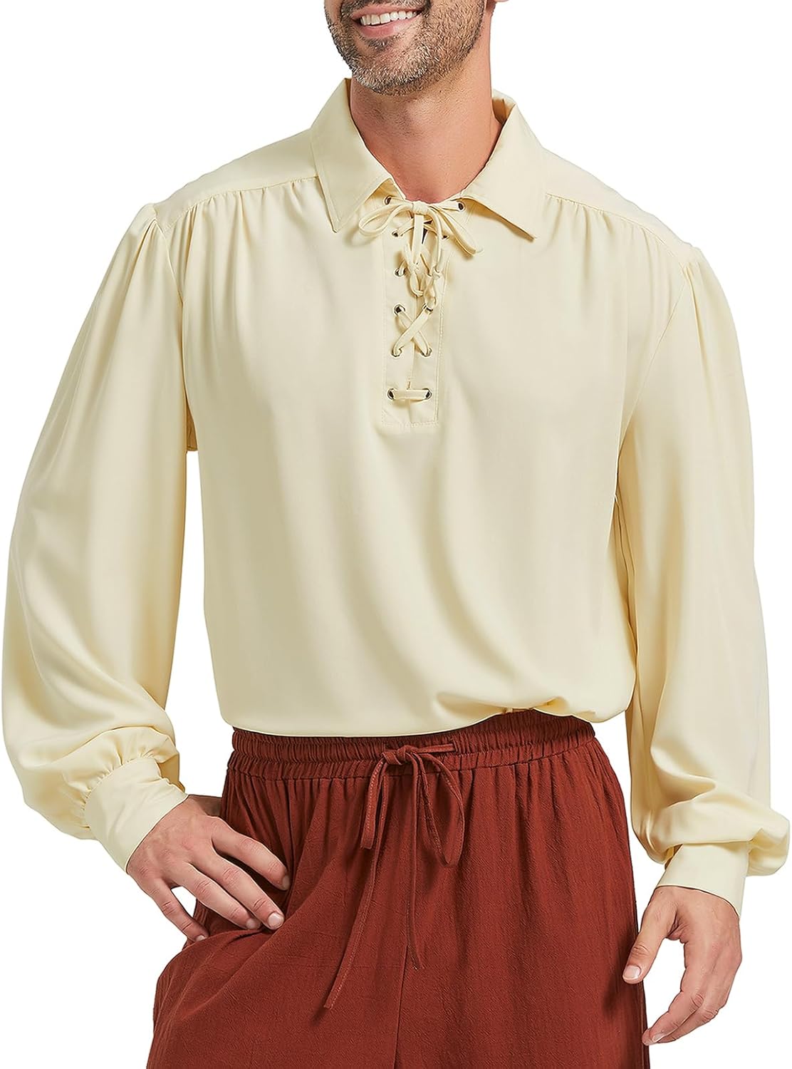 Pirate Shirt Men Renaissance Faire Costume Medieval Victorian Shirt Vampire Gothic Steampunk Costume Halloween Cosplay Tops - Image 3