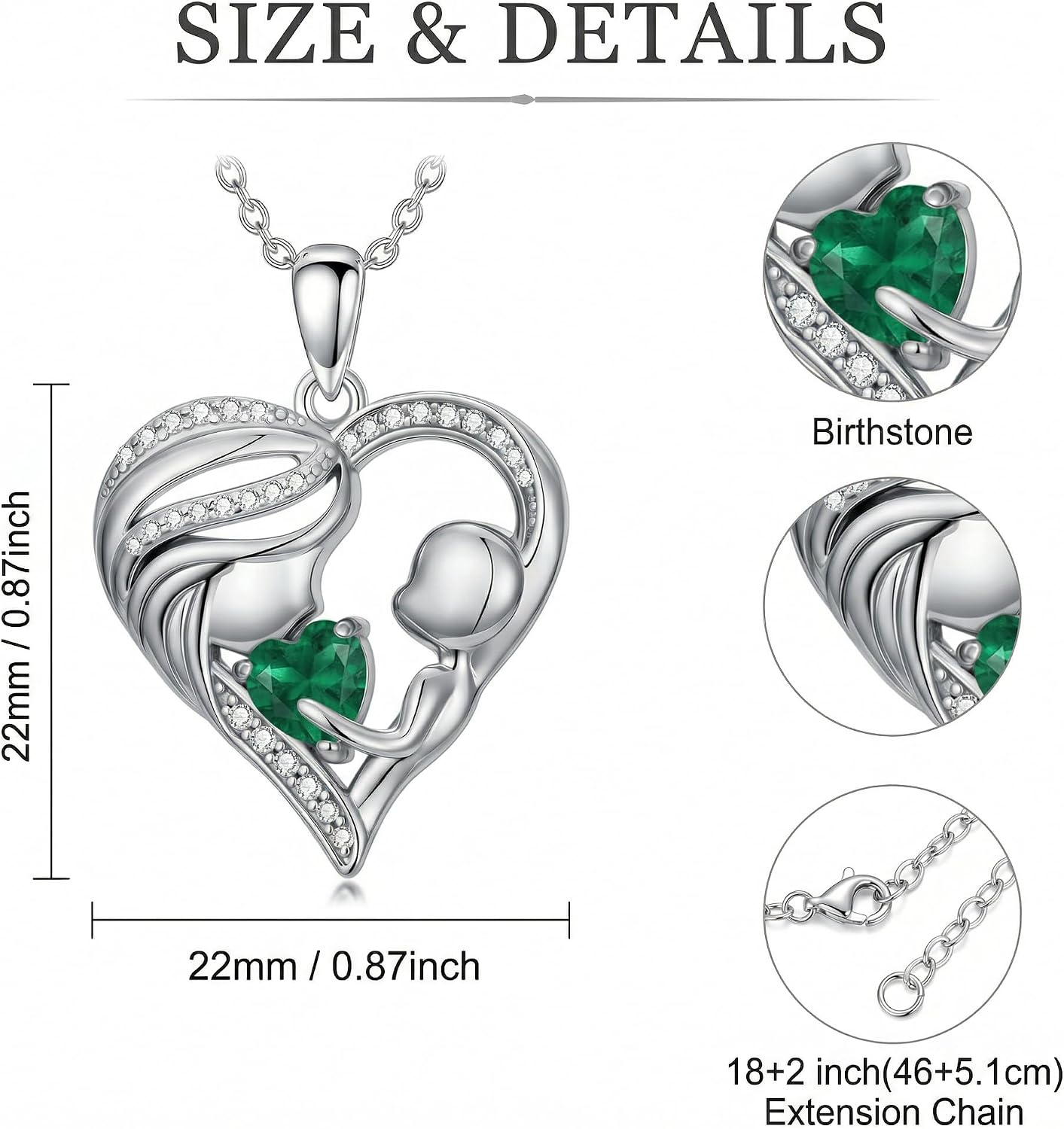 Mothers Day Gifts for Women Mom Necklace Mother Daughter Heart Pendant with 12 Months Birthstone Necklace New Mum Gifts Anniversary Jewelry for Mom Daughter Grandmother