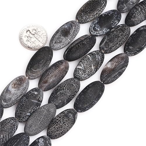 Cuentas de ágata negra para hacer joyas piedras preciosas naturales semipreciosas 0.394x0.984in mate esmerilado oval 15" JOE FOREMAN