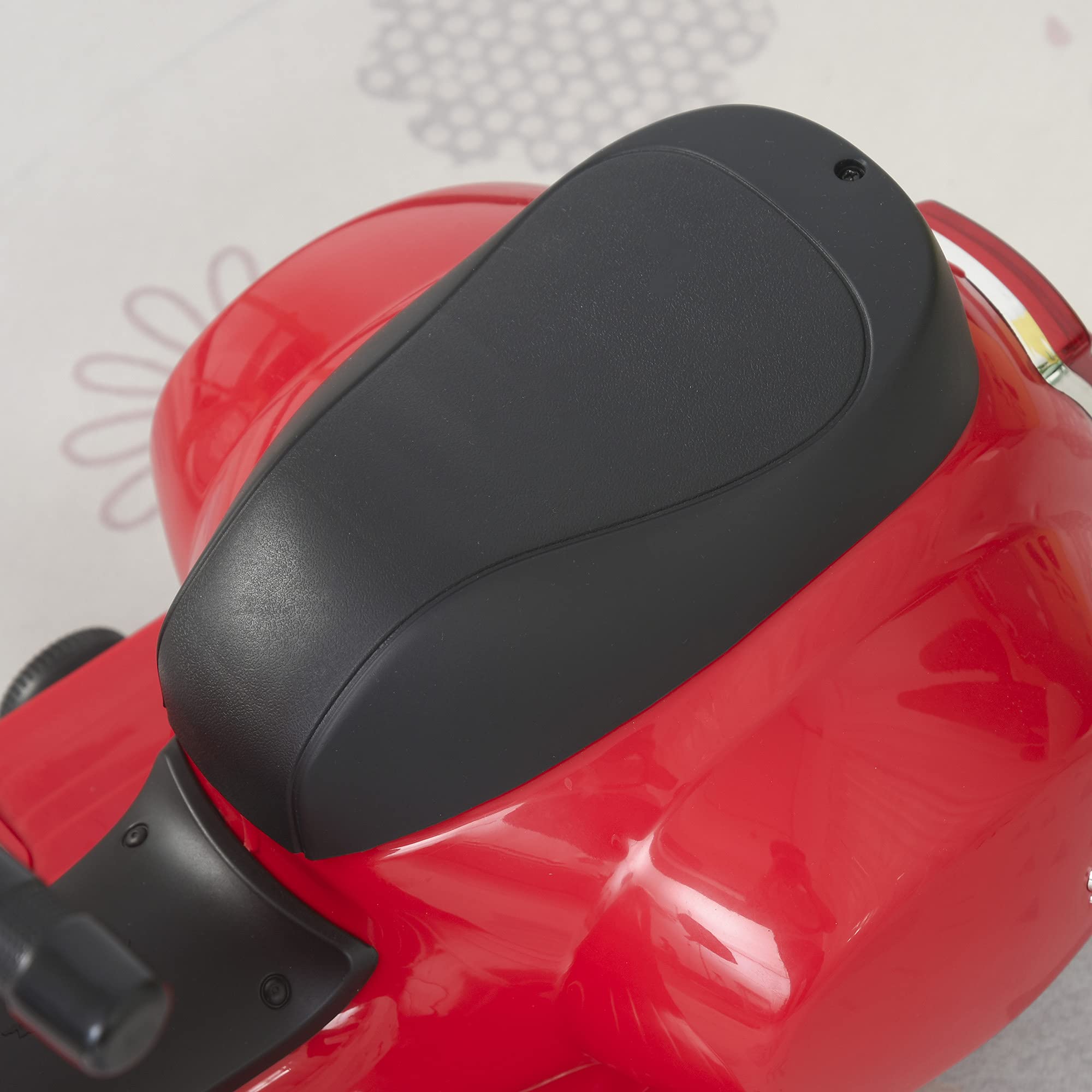 HOMCOM VESPA motocykl elektryczny motocykl dla dzieci pojazd elektryczny 18-36 miesięcy 3 km/h światła LED dźwięk tworzywo sztuczne PP metal kolor czerwony 66,5 x 38 x 52 cm