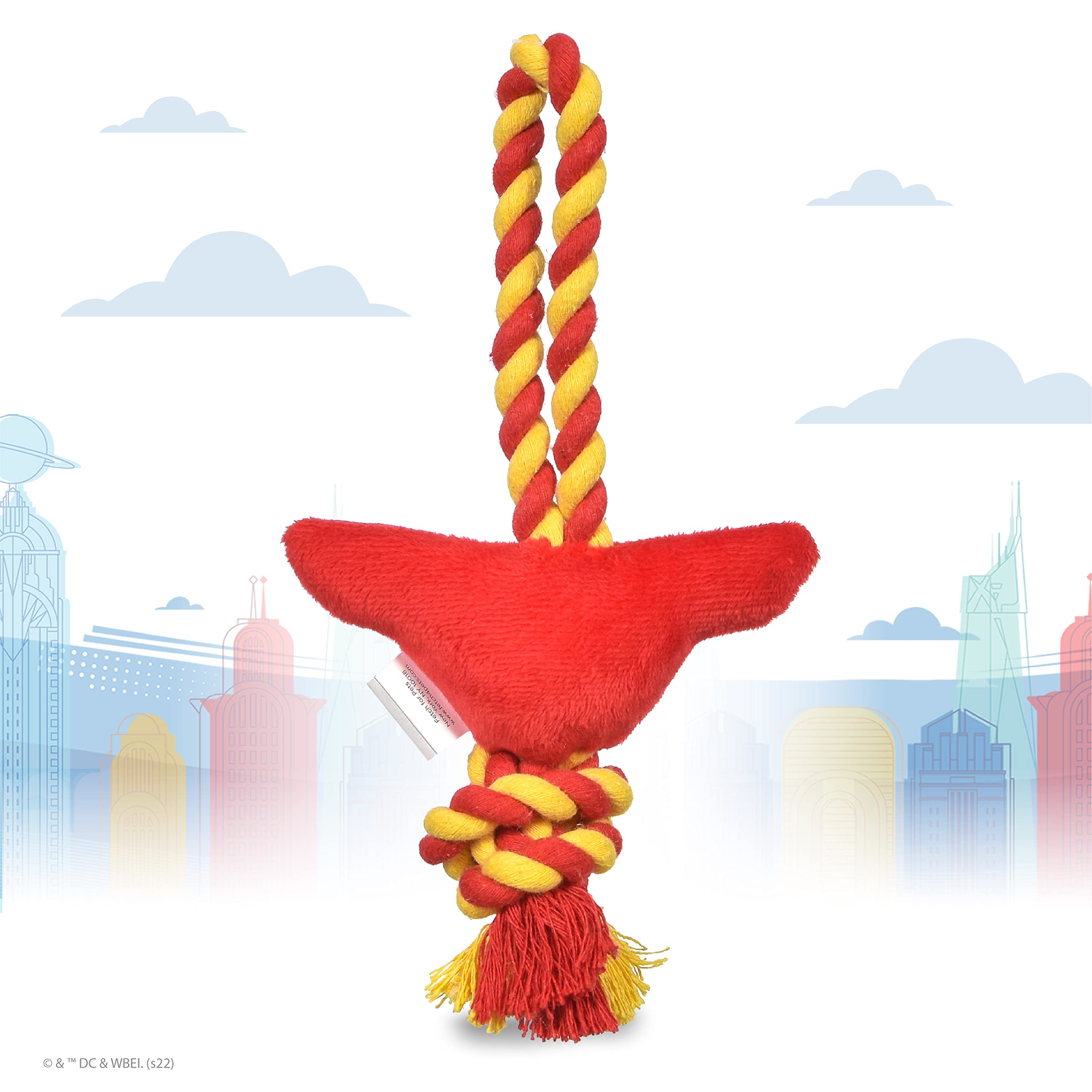 DC Comics Wonder Woman Logo Seil Haustier Spielzeug | Super-Pets Wonder Woman Hundespielzeug Seil Zerren mit Plüsch | Super-Pets Hund Plüsch & Seil Spielzeug Wonder Woman DC Wonder Woman Logo |