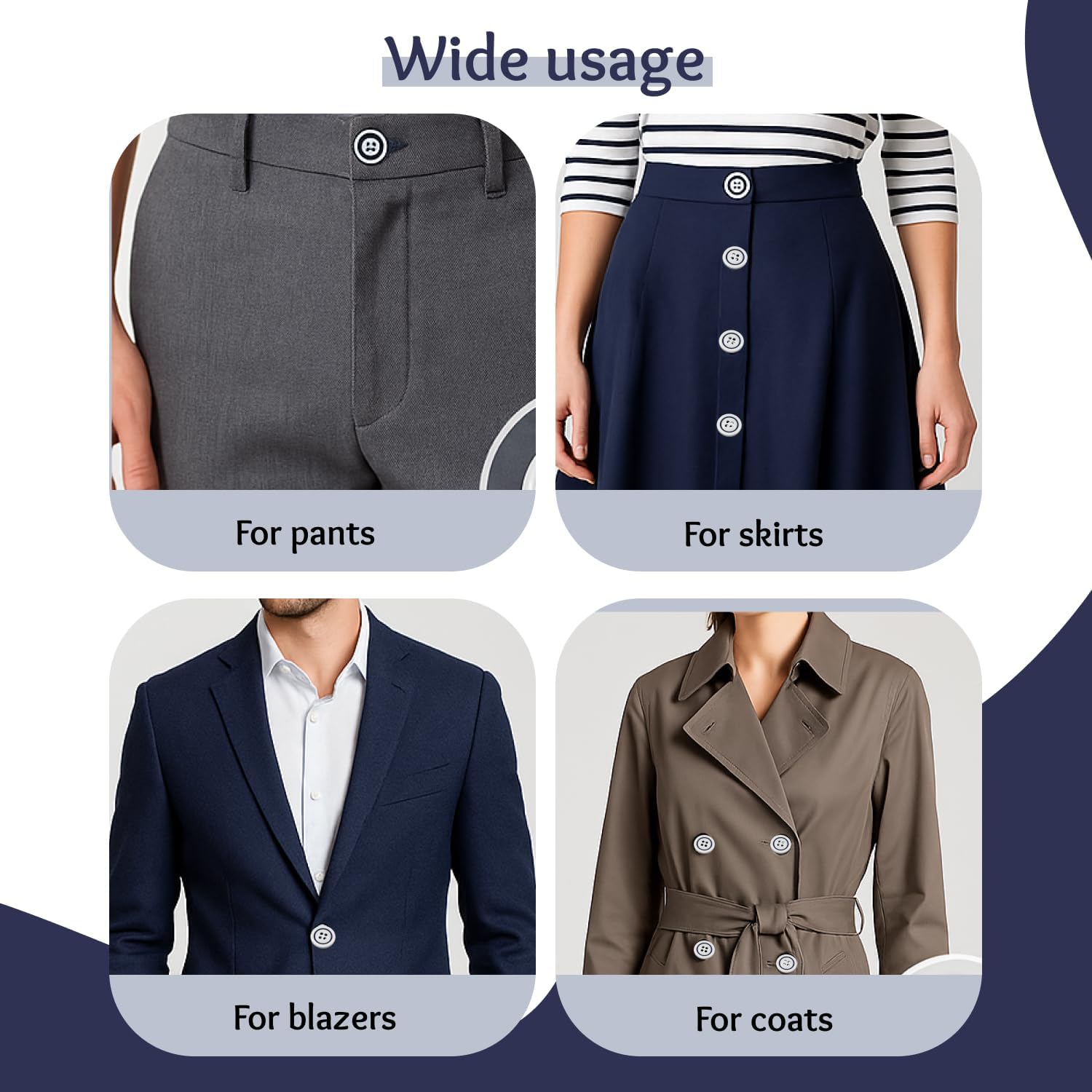 24 Pcs White Buttons for Sewing 0.6 inch with Navy Round Buttons for Dress 4 Hole 24L Round Plastic Sew on Heavy Duty Bulk Ideal for Shirt Skirt Pants Dress Uniform Craft DIY Project Decor - Image 6