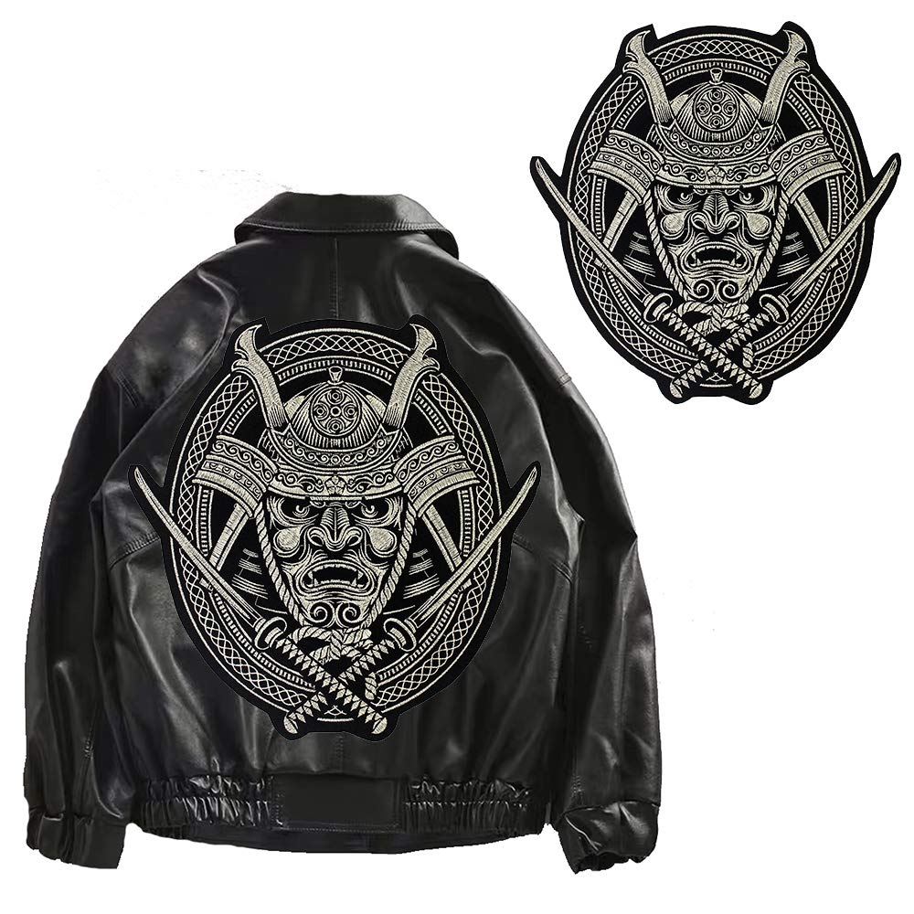 Emdomo Multicolors Samurai Patches Warrior Sword Patches For Biker Vest Iron On Stickers Embroidery Applique Badge Diy 1 Piece