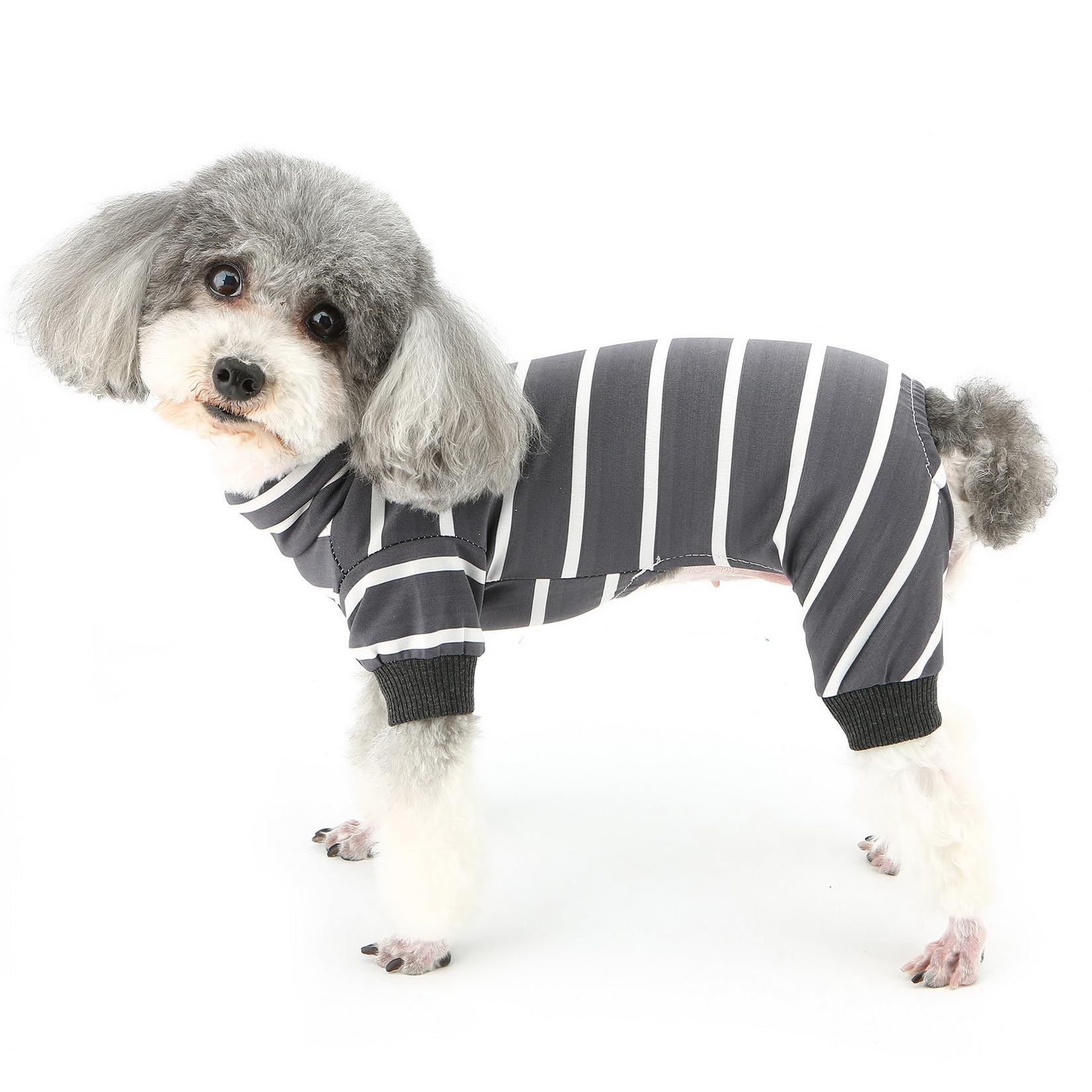 Zunea Dog Pajamas For Small Dogs - Soft Cotton Striped Romper Jumpsuit, Orange Size S