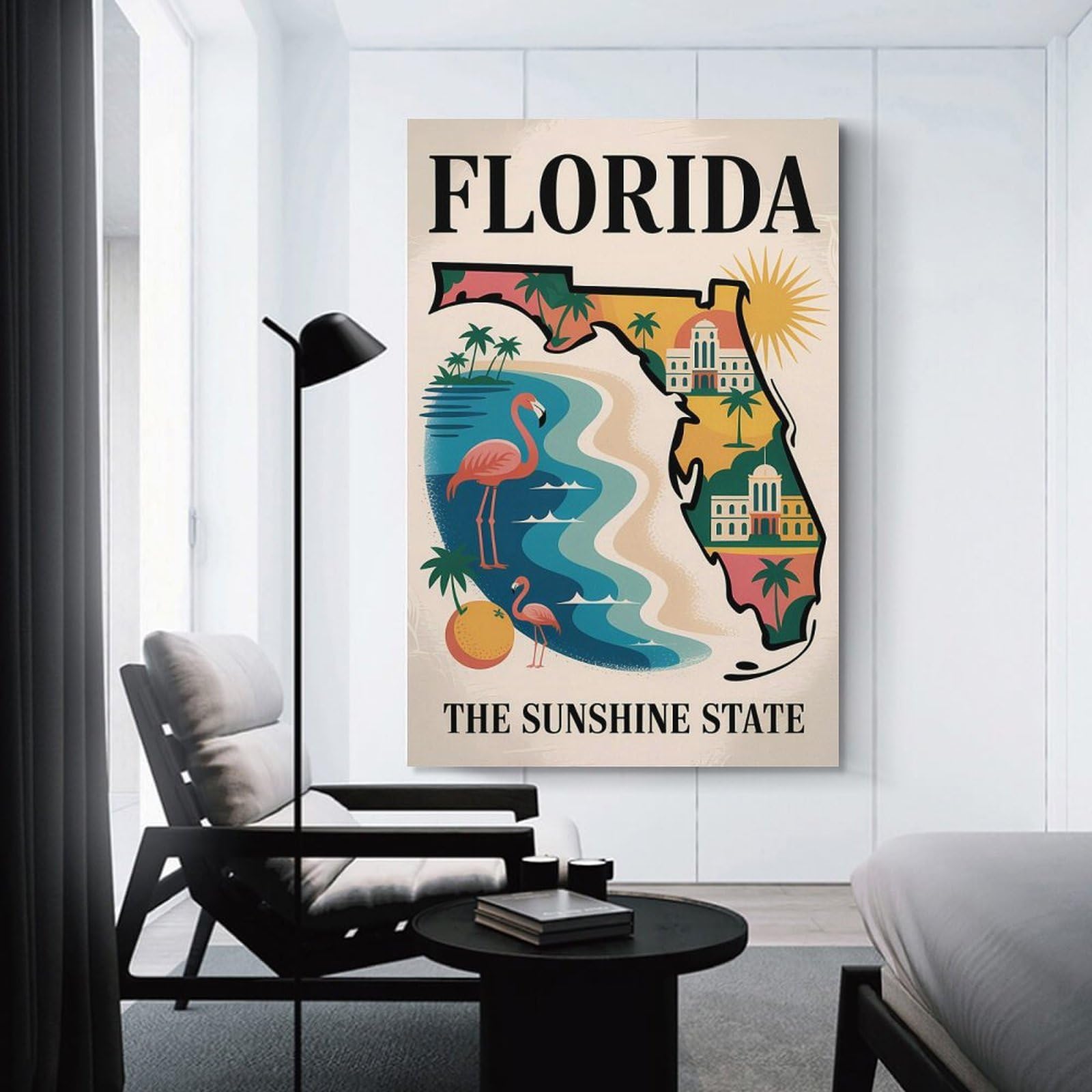 Junmoney Unframe-Style-22 Florida The Sunshine State Travel Room Decor Wall Art, 08X12inch(20X30cm), For Bedroom Walls, Guest Spaces Or Lounges, Stylish Decor For A Restful Room Update