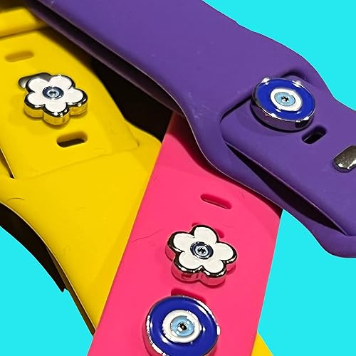 Miniatura 2 de Dijes de metal para correas de silicona para reloj inteligente. Juego de 2 Pop in some Bling para tus dispositivos portátiles. Símbolos espirituales