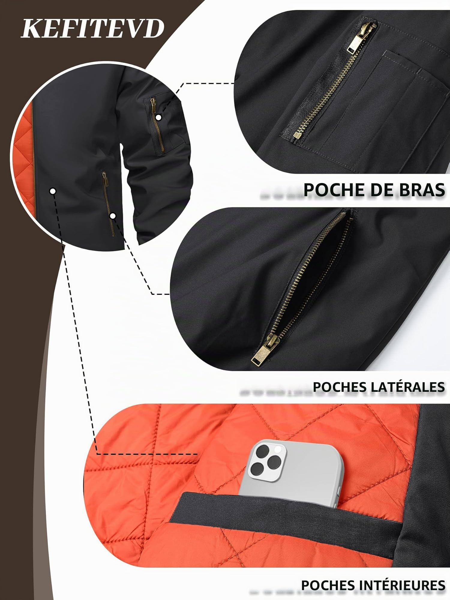 KEFITEVD Hommes Bombardier D'hiver Vestes De Baseball Veste Chaude Cargo Veste Coupe Vent Militaire Manteaux Avec Des Poches De Fermeture Éclair