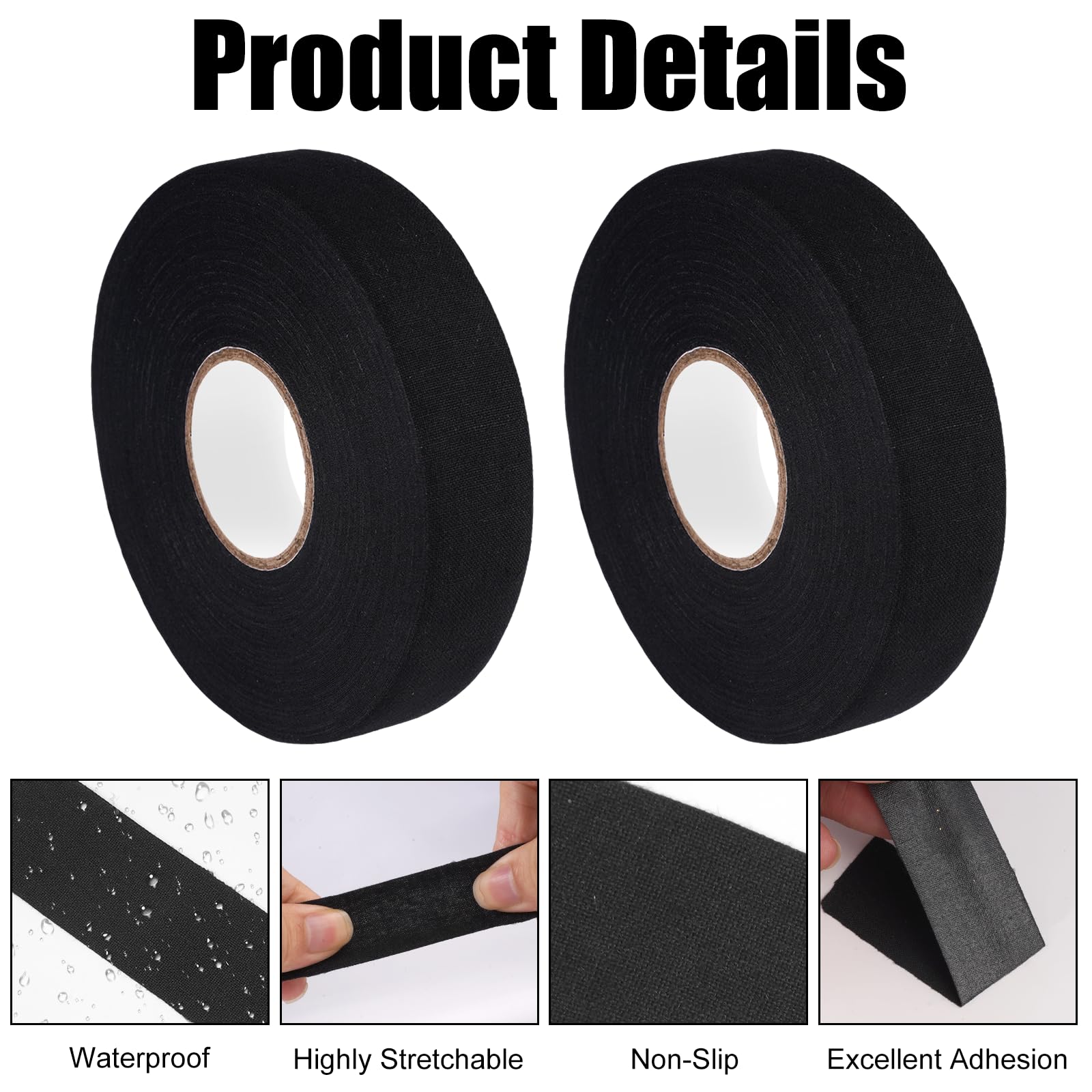 2 Rouleaux Ruban de Bâton de Hockey, 25m x 25mm Ruban de Hockey Adhésif, Antidérapant, pour Tennis, Badminton, Golf, Squash, Canne à Pêche, pour Équipement de Fitness, Musculation et Calisthenics