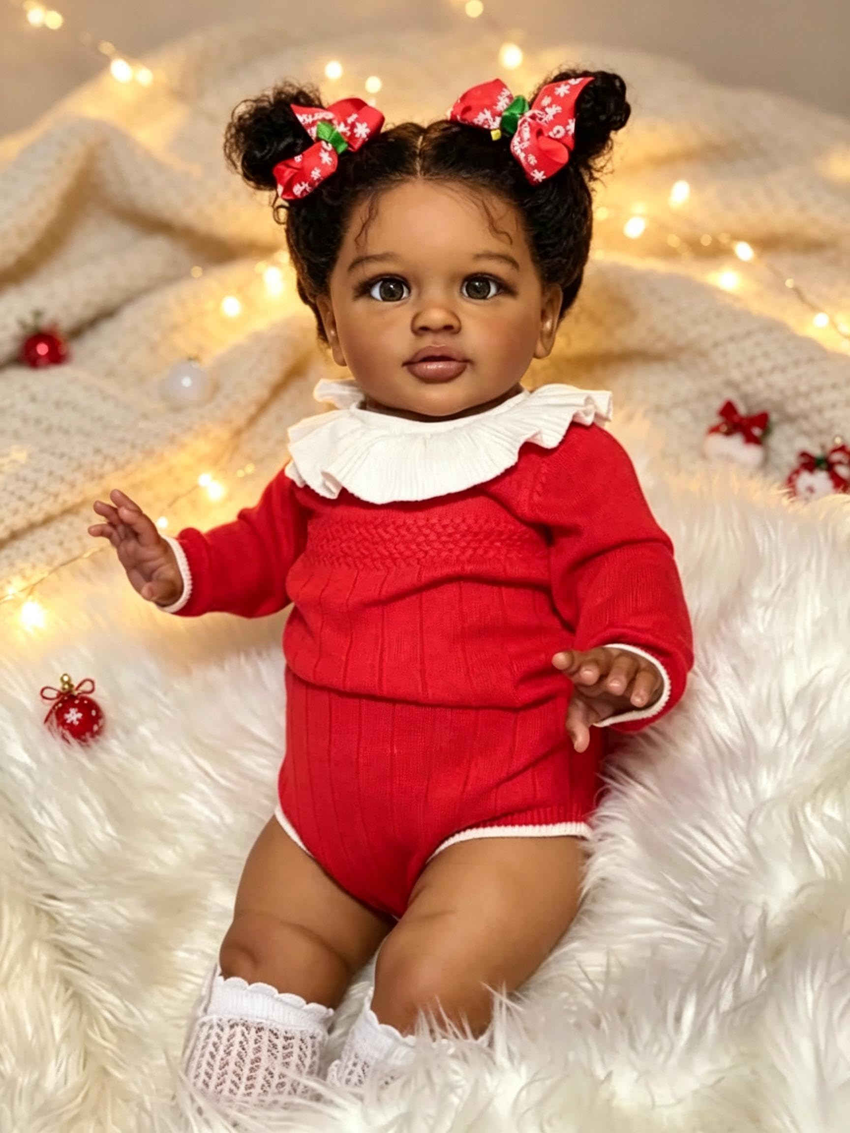 RXDOLL 66 cm Ogromny rozmiar Realistyczne lalki Reborn Maluch Czarna Dziewczyna Afroamerykanin Reborn Baby Dolls które wyglądają na prawdziwe życie Baby Biracial Dolls Miękka tkanina winylowa Body