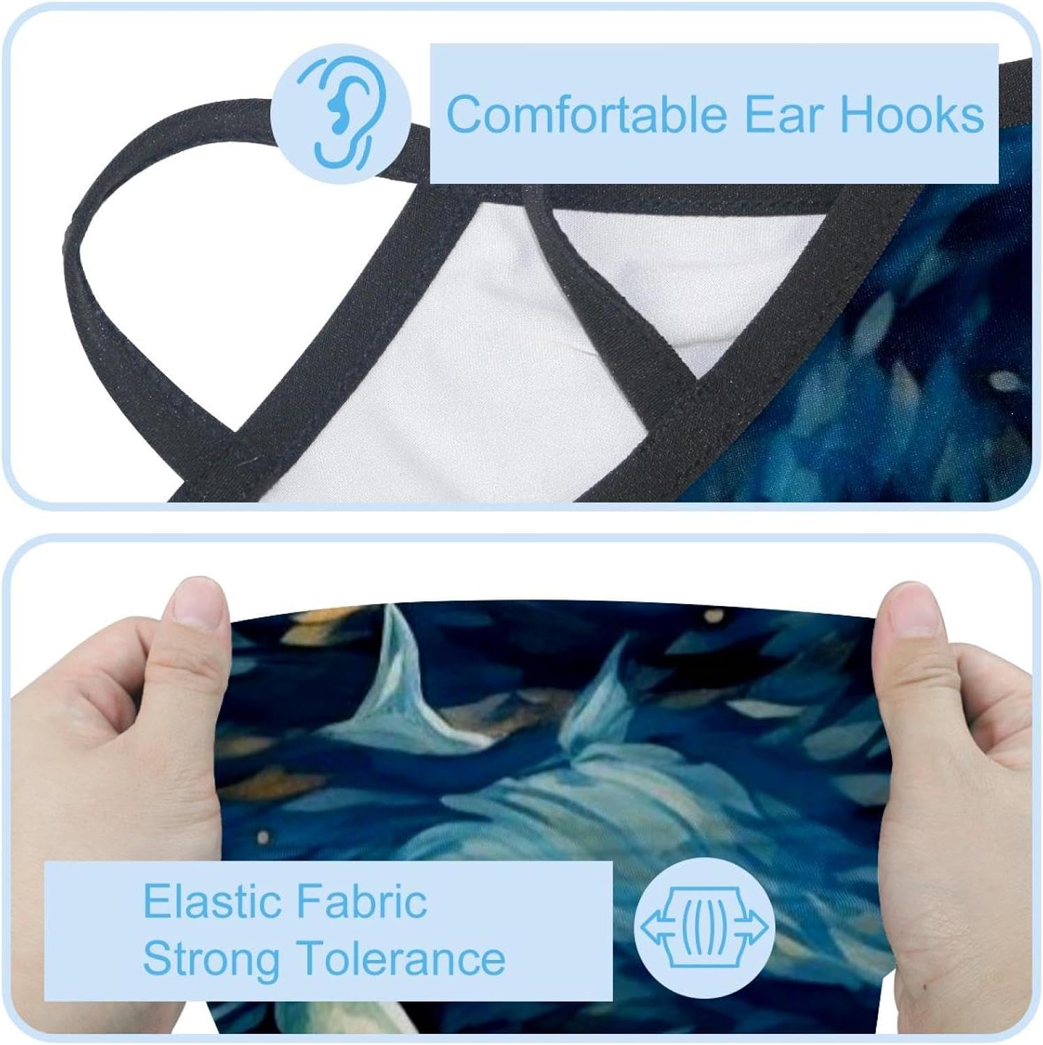 4 Pack Starry Sky Shark Neck Gaiter, Cooling Breathable Face Mask UV Protection Scarf Hiking Bandana for Men/Women