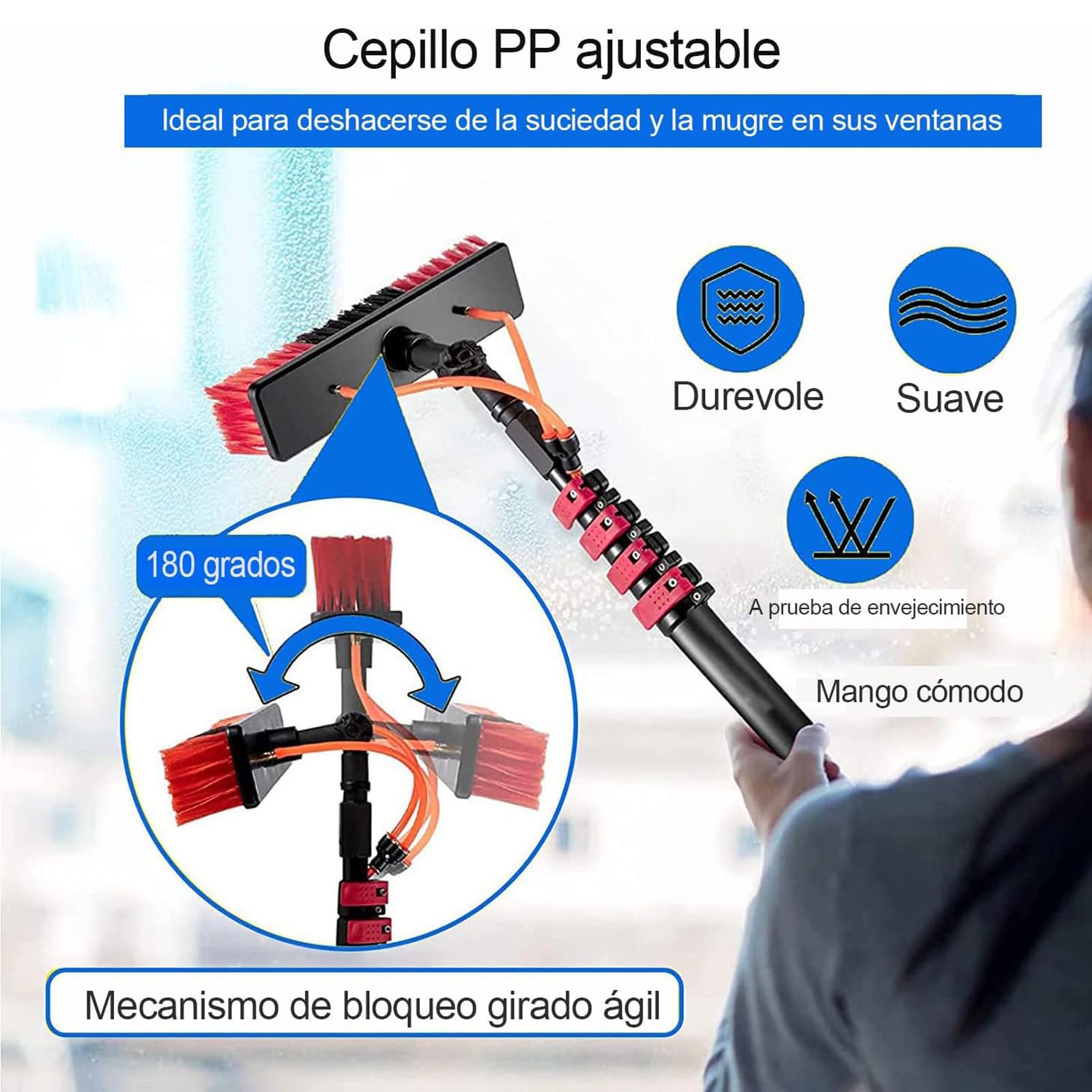 Kit Ts So de 30 pies para limpieza de cepillo Exble y dispensador de jabón alimentado por agua para techos, letreros y Truc Ultimate 9 m