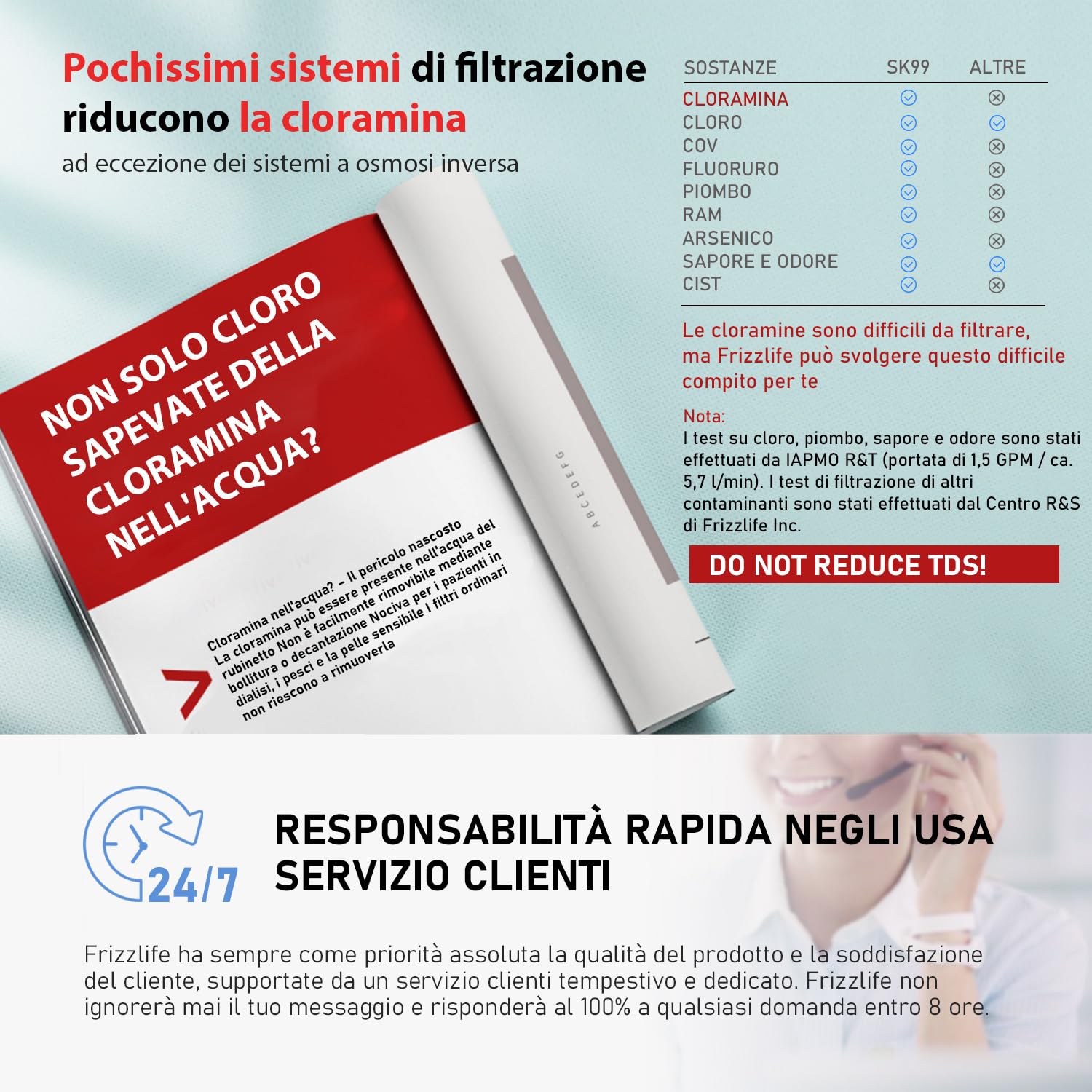 Frizzlife SP99-NEW, sistema di filtrazione dell'acqua sottolavello con rubinetto in nichel spazzolato, certificato 0,5 micron a 3 stadi, rimuove il 99,99% di piombo, cloro, cloramina, fluoro, Scale