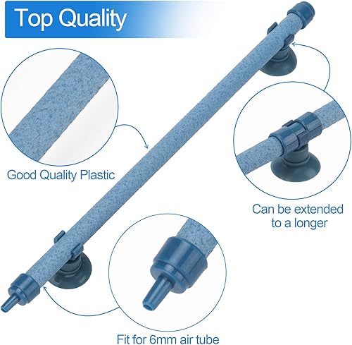 Miniatura 4 de PAGOW 2 barras de piedra de aire de pared de burbujas de acuario de 10 pulgadas, tubos de barra de piedra de aire con ventosas, aireación en aerosol