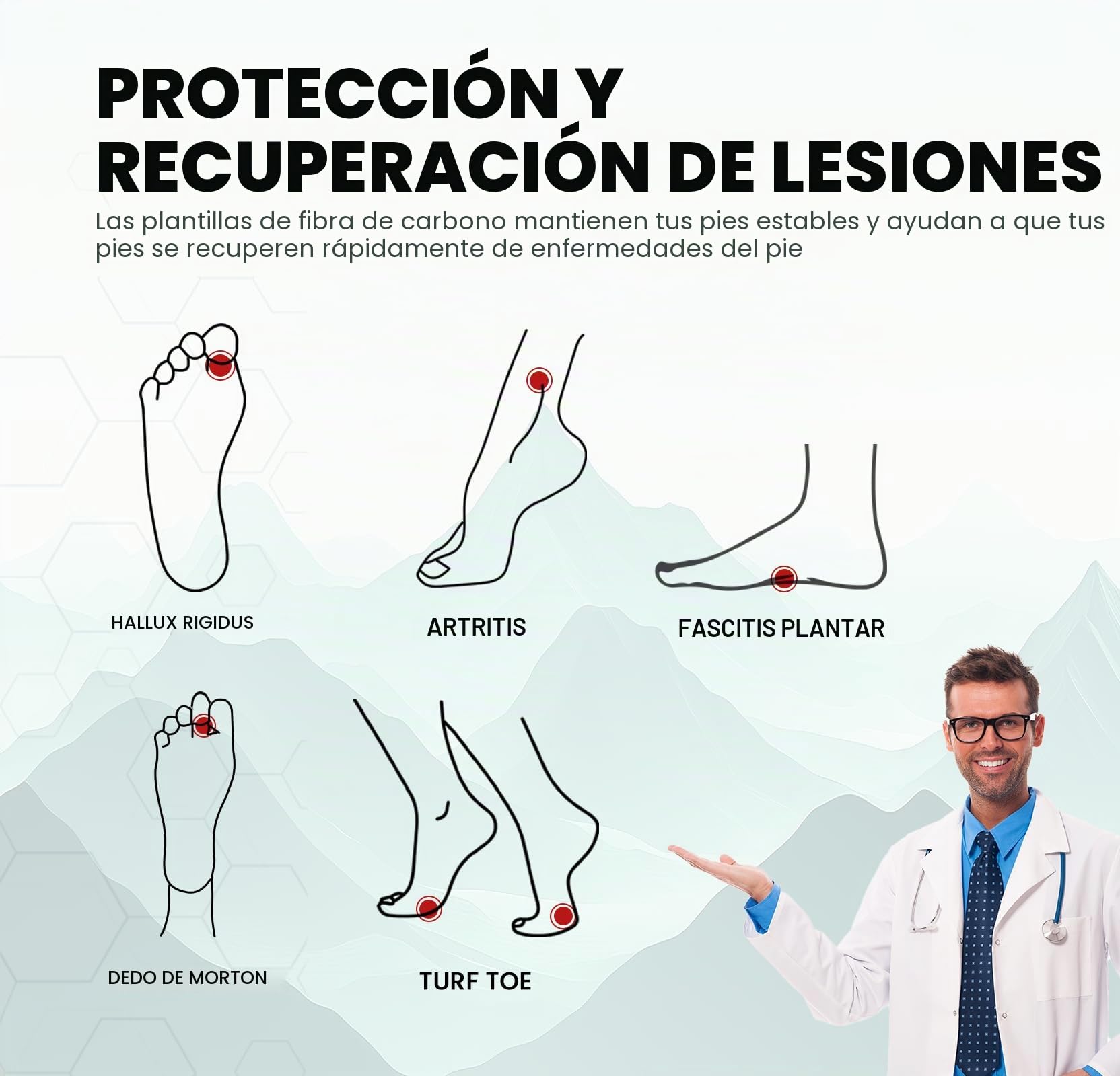 Plantillas Deportivas de Fibra de Carbono con Soporte Arco - Plantillas Welnove para Running con Absorción de Impacto para Deportes Activos - （L:41-42.5)