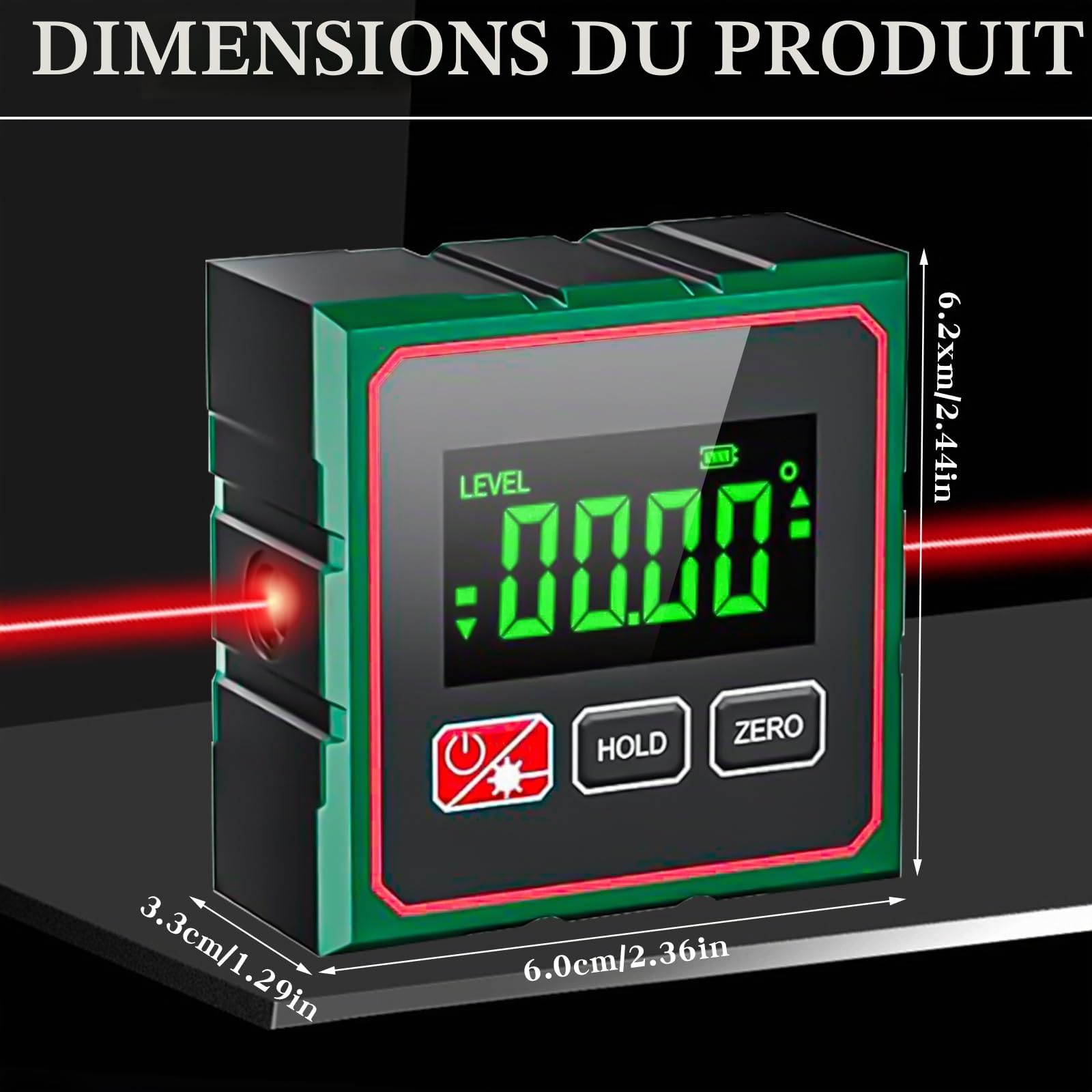 Niveau Electronique,Inclinomètre Numérique avec Écran LCD,Aimant 4 Faces | avec Fonction Laser Base et Magnétique Forte,Niveau Électronique Inclinometre Numérique pour Menuiserie, Construction