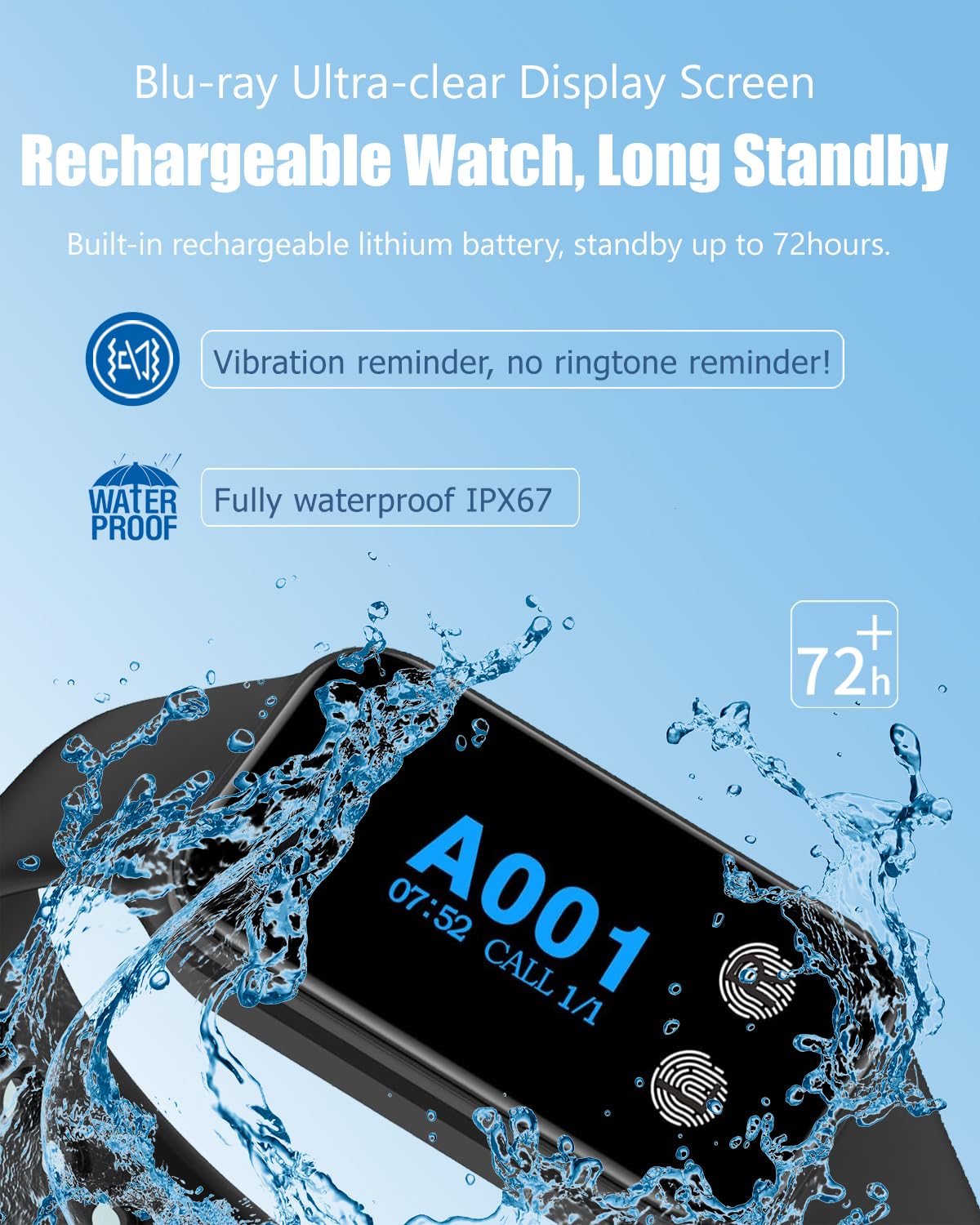 Système d'appel sans Fil pour serveurs, système de téléavertisseur pour Restaurant, récepteur de Bracelet, avec 1 Montre-bip étanche et 10 Boutons d'appel (200VT+M2)