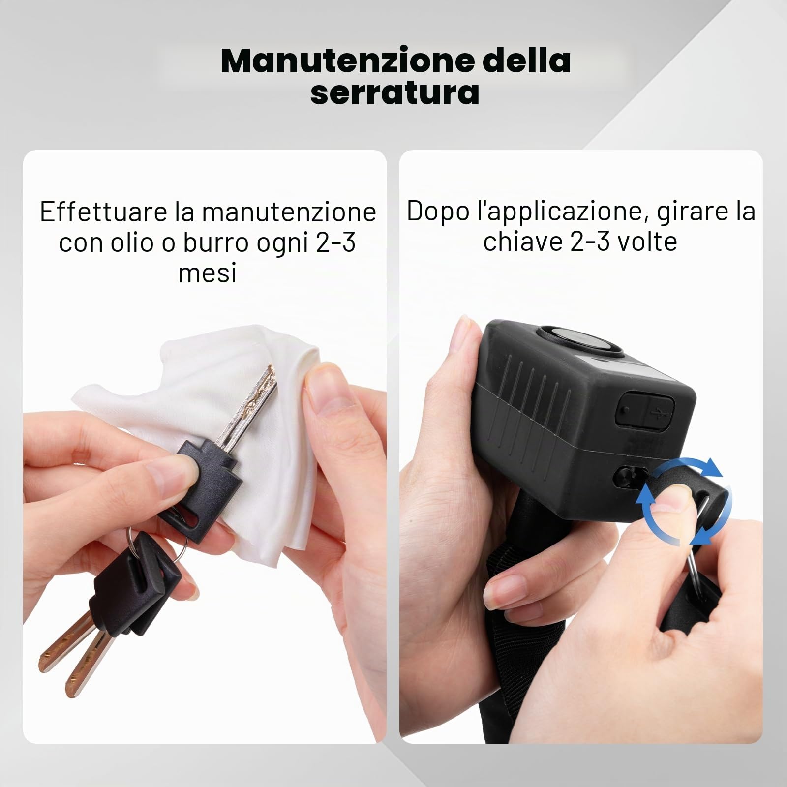 Bicicletta catena serratura cintura allarme - 110dB scooter allarme antifurto, 120cm lunghezza 8mm spessore catena antifurto con 3 chiavi, impermeabile, per biciclette, scooter, motociclette