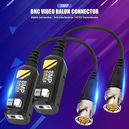 Miniatura 2 de EVTSCAN Conector balun de video pasivo de 5 pares, transmisión de larga distancia de 1312 pies, transmisor de cables de par trenzado para cámaras de