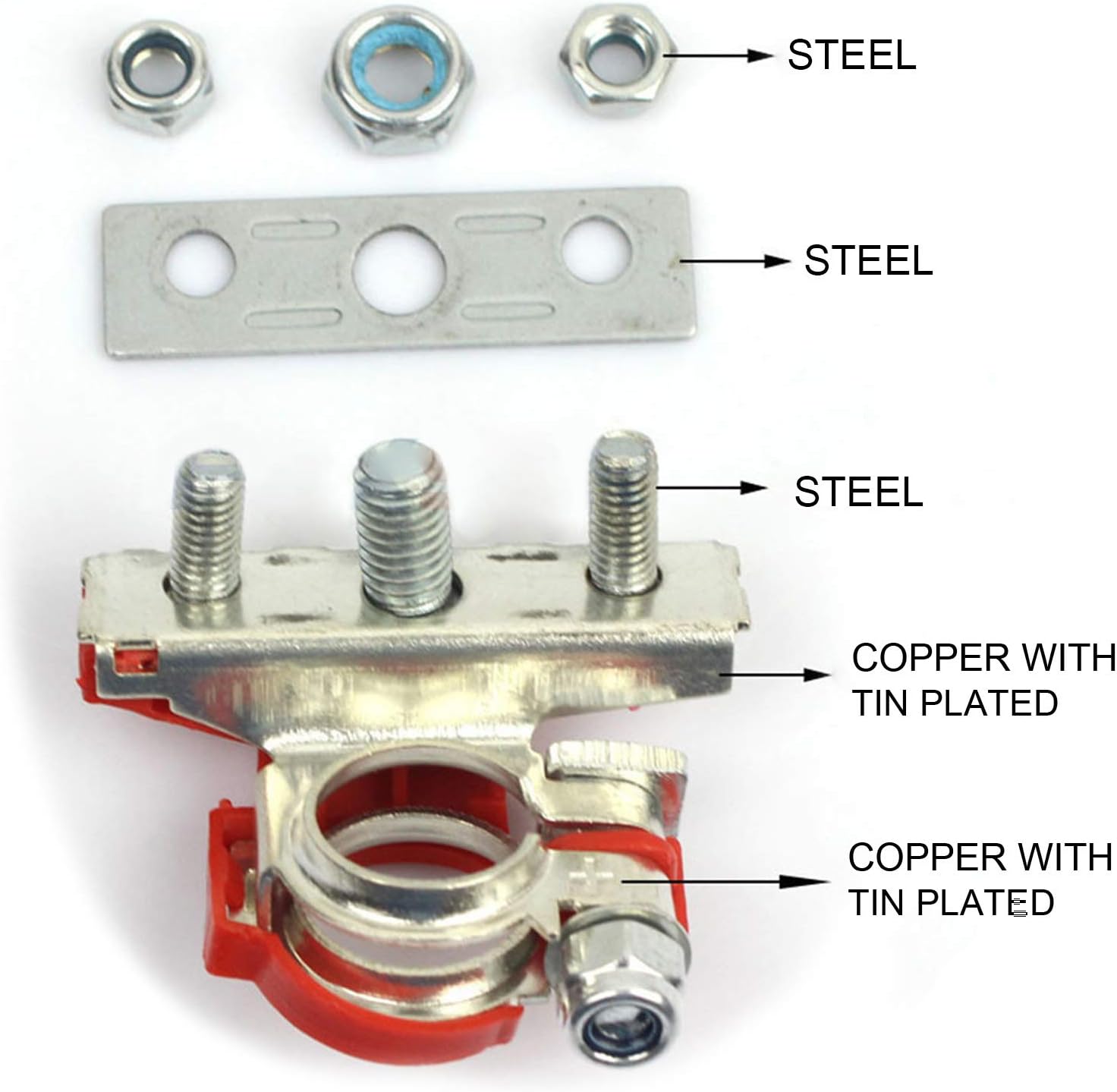 TKDMR Battery Terminal Connectors - Pair of 3 Way Brass Quick Release Disconnect Car Battery Cable Terminal Clamps Connectors (3, Silver) : Automotive
