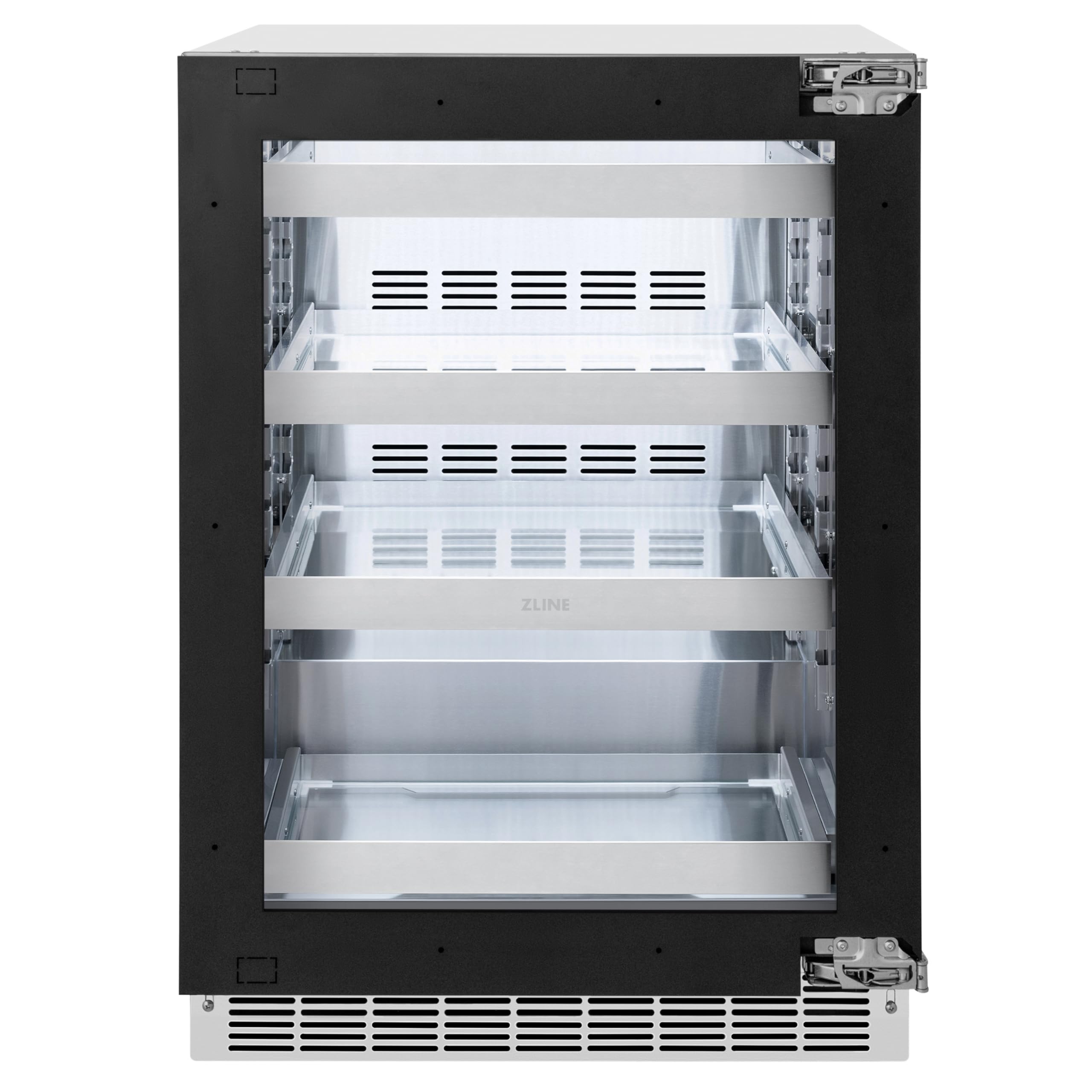 ZLINE Autograph Edition 24 In. Touchstone 151 Can Beverage Fridge With Panel Ready Glass Door And Matte Black Handle (Rbspoz-24-Mb) on Fridge.com - View 3