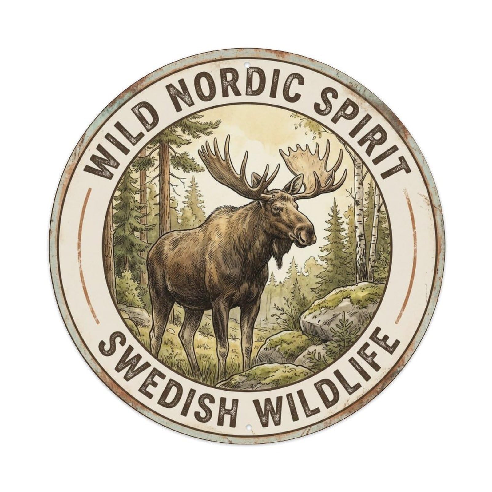 Okahys 8X8inch(20X20cm) Vintage Travel Swedish Moose Sweden Wildlife Metal Tin Sign