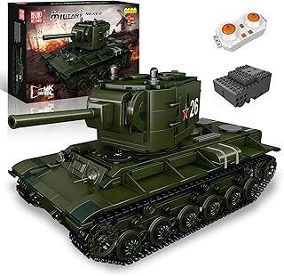 Mould King 20026 MOC Military KV-2 Heavy Tank Building Kit,Remote Controlled with Gyroscope and Sound Transporter Track Tank,Technology Clamping Blocks Kit（900+PCS）