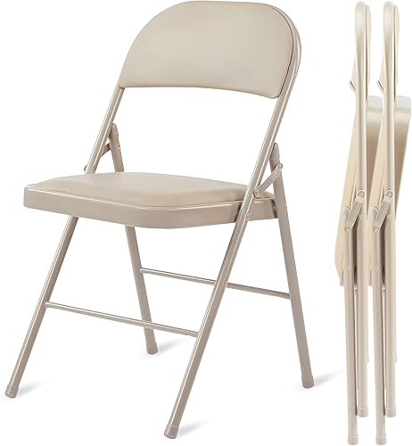 YSSOA Paquete de 2 sillas plegables con asientos acolchados de vinilo y marco de metal duradero para fiestas en interiores y exteriores, hogar,