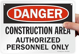 SmartSign - U9-1369-NP_7x10 "Danger - Construction Area, Authorized Personnel Only" Sign | 7" x 10" Plastic Black/Red on White