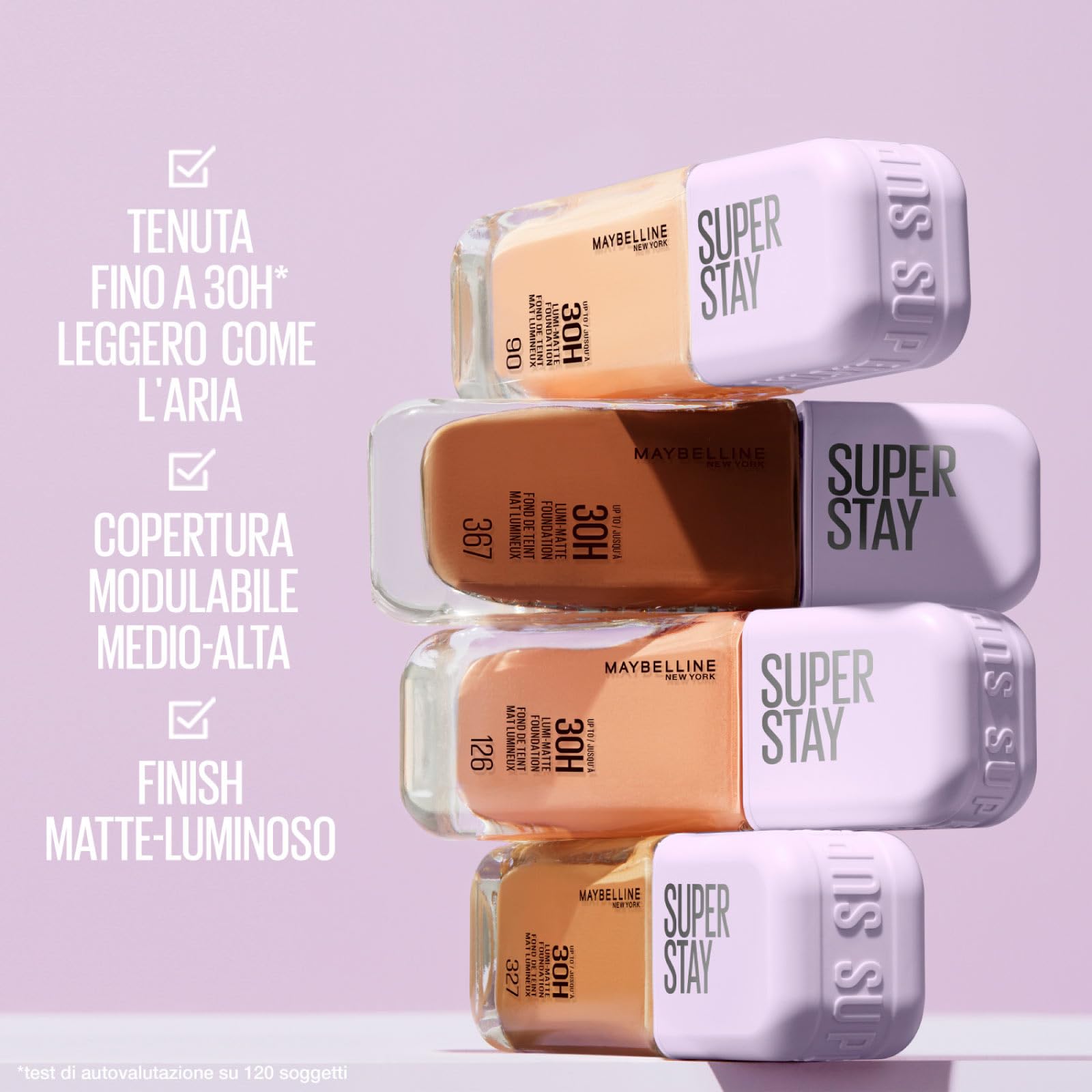 Maybelline New York Fondotinta Coprente Liquido Lunga Tenuta Superstay Lumi Matte 30H Colore 368 Coprenza Modulabile Waterproof No Transfer Copertura Medio-Alta con Amminoacidi - 2 Flaconi da 35ml