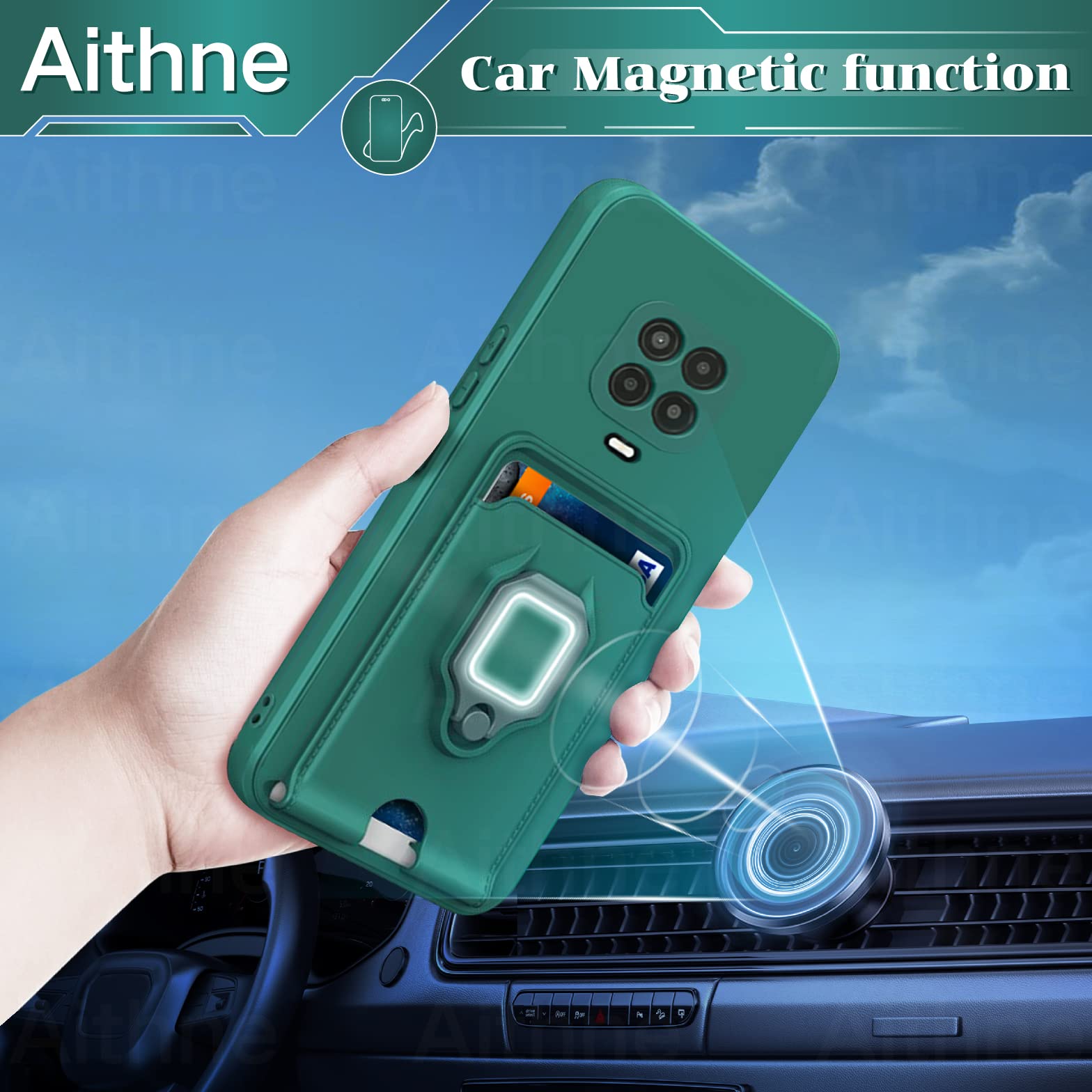 Funda con Cuerda para Xiaomi Redmi Note 14 Pro 5G / Poco X7 5G Case con Ranura para Tarjetas,360 Anillo función de Soporte Cubierta -Verde — view 6