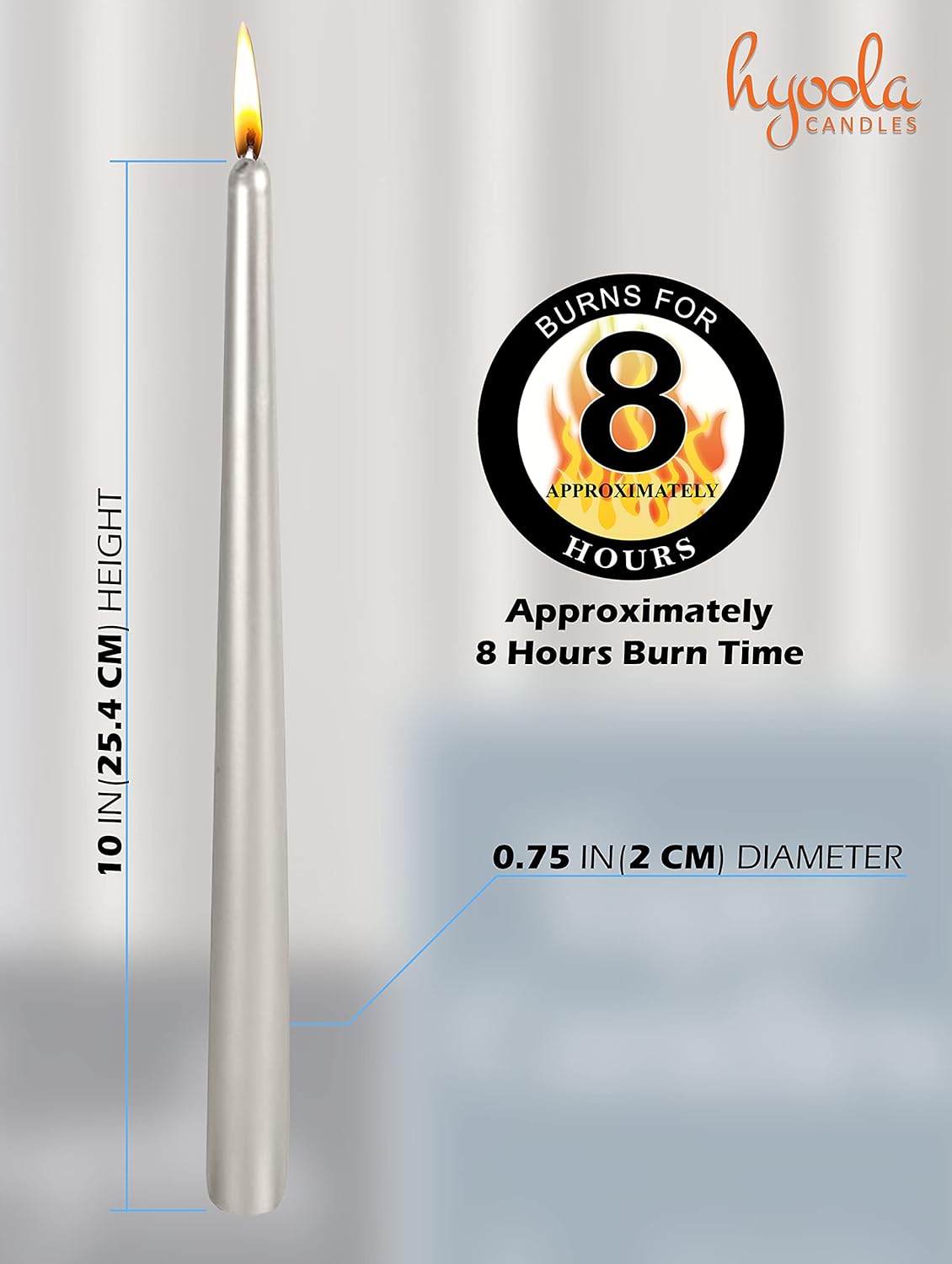 Buy Hyoola Metallic Titan Taper Candles 250 mm (10 Inch) Unscented