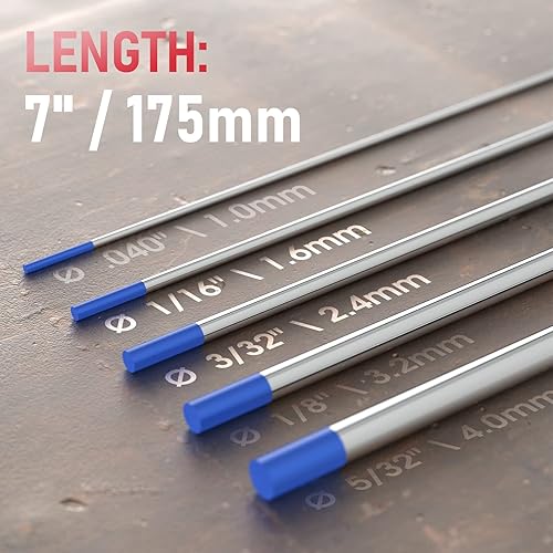 Miniatura 51 de YESWELDER - Electrodo de tungsteno para soldadura TIG, ceriado al 2%, de 1/16 x 7 pulgadas (gris, WC20/EWCe-2), paquete de 10