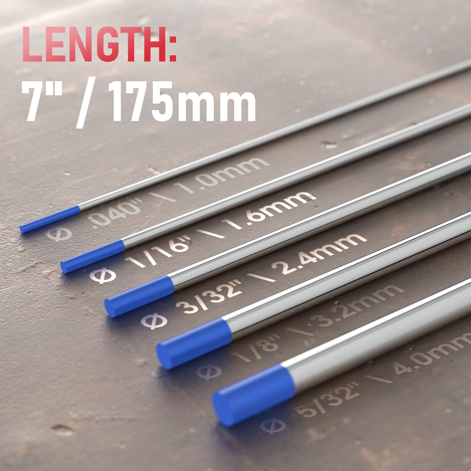 Electrodo de tungsteno de soldadura TIG 2% Lanthanated 5 unidades de 1/16 pulgadas y 5 unidades de 3/32 pulgadas por 7 pulgadas (azul, EWLa-2) YESWELDER | Paquete de 5 unidades de 0.08 pulgadas y 5 unidades de 0.08 pulgadas x 7 pulgadas, color azul WL20/E