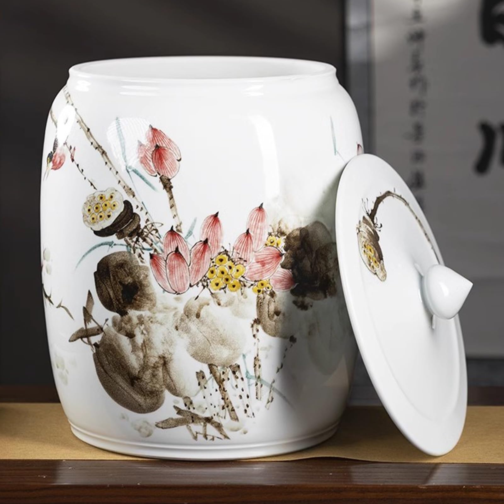 Ceramiczny pojemnik do przechowywania ryżu na fasolę, kukurydzę, pszenicę, płatki owsiane i ziarna - domowy pojemnik do przechowywania żywności
