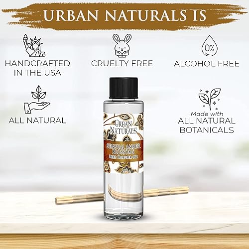 Miniatura 160 de Urban Naturals Reed Diffuser Oil Refill Ocean Mist Sea Salt with Salt Spray, Violet Leaf, Sea Grass, Driftwood 8 oz + Free Reed Sticks, Made in The