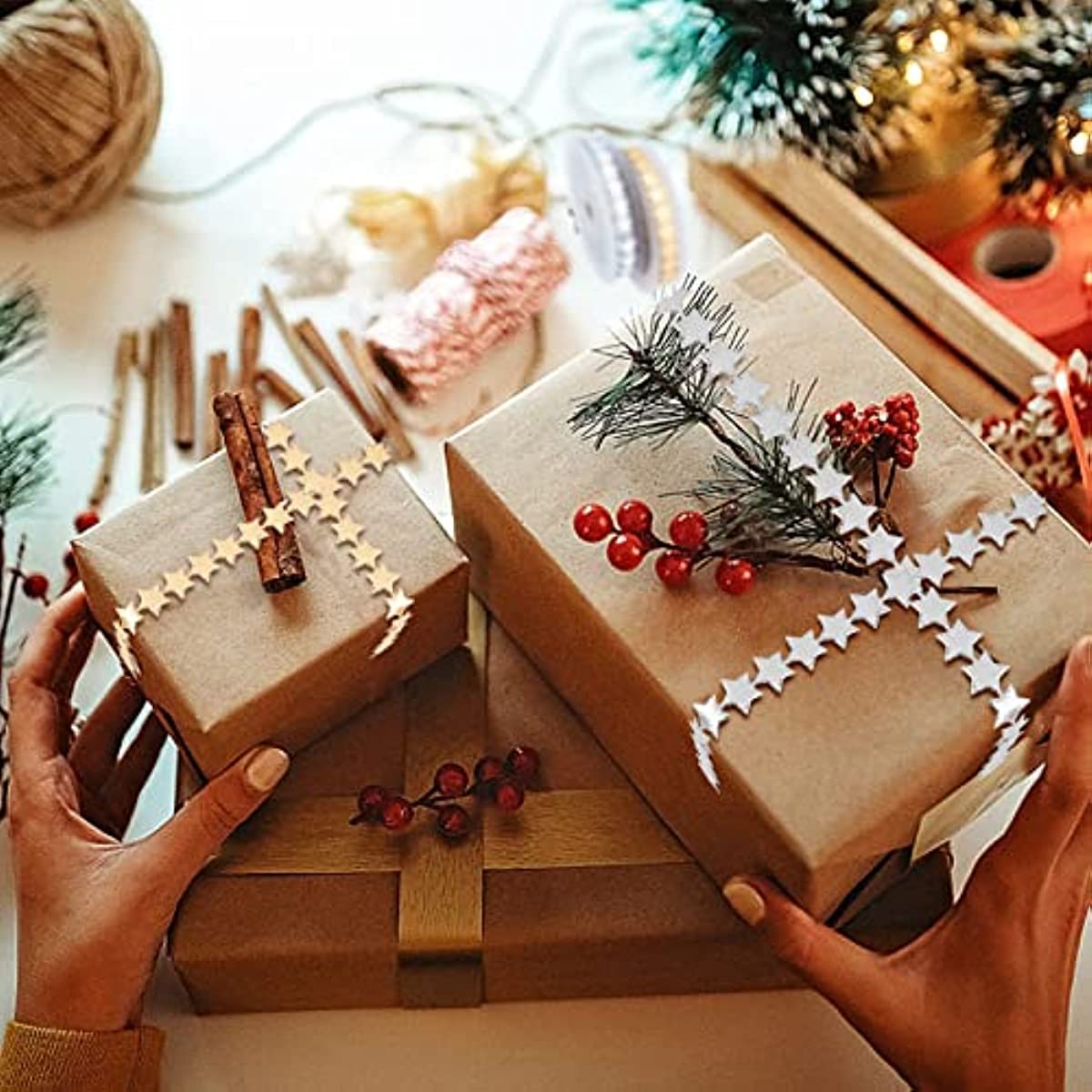 Set aus transparenten Bändern, 15 M Band Aus Glitzerndem Polyester In Spitzenform, Glänzendes DIY-Bastelband for Geschenkverpackungen