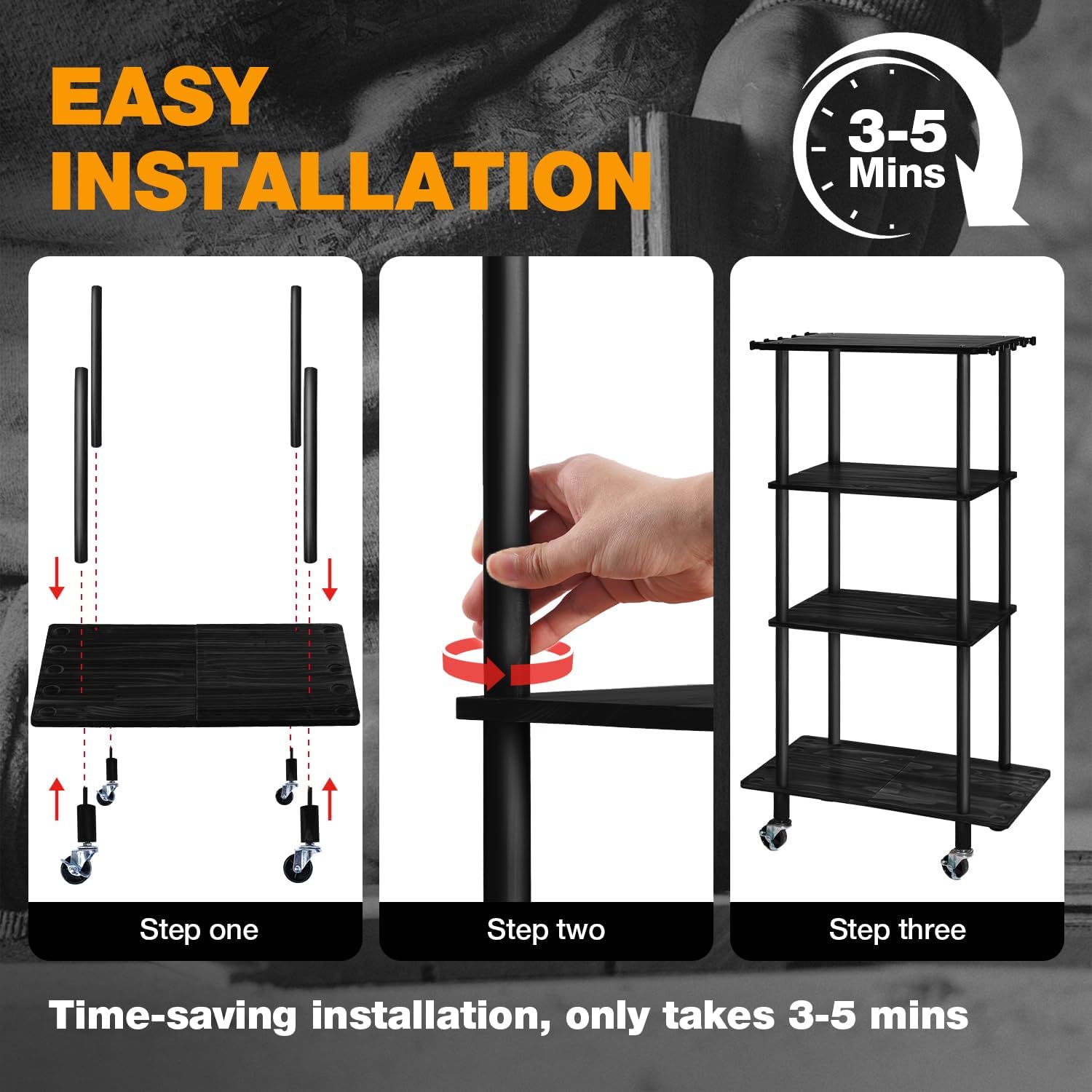 Ghosthorn Fishing Rod Holders for Garage Fishing Pole Rack Hold up to 10 Rods Fishing Pole Holders Wooden Organizer Fishing Rod Rack car Fishing Gear Storage Equipment (Black, 4 Tier)