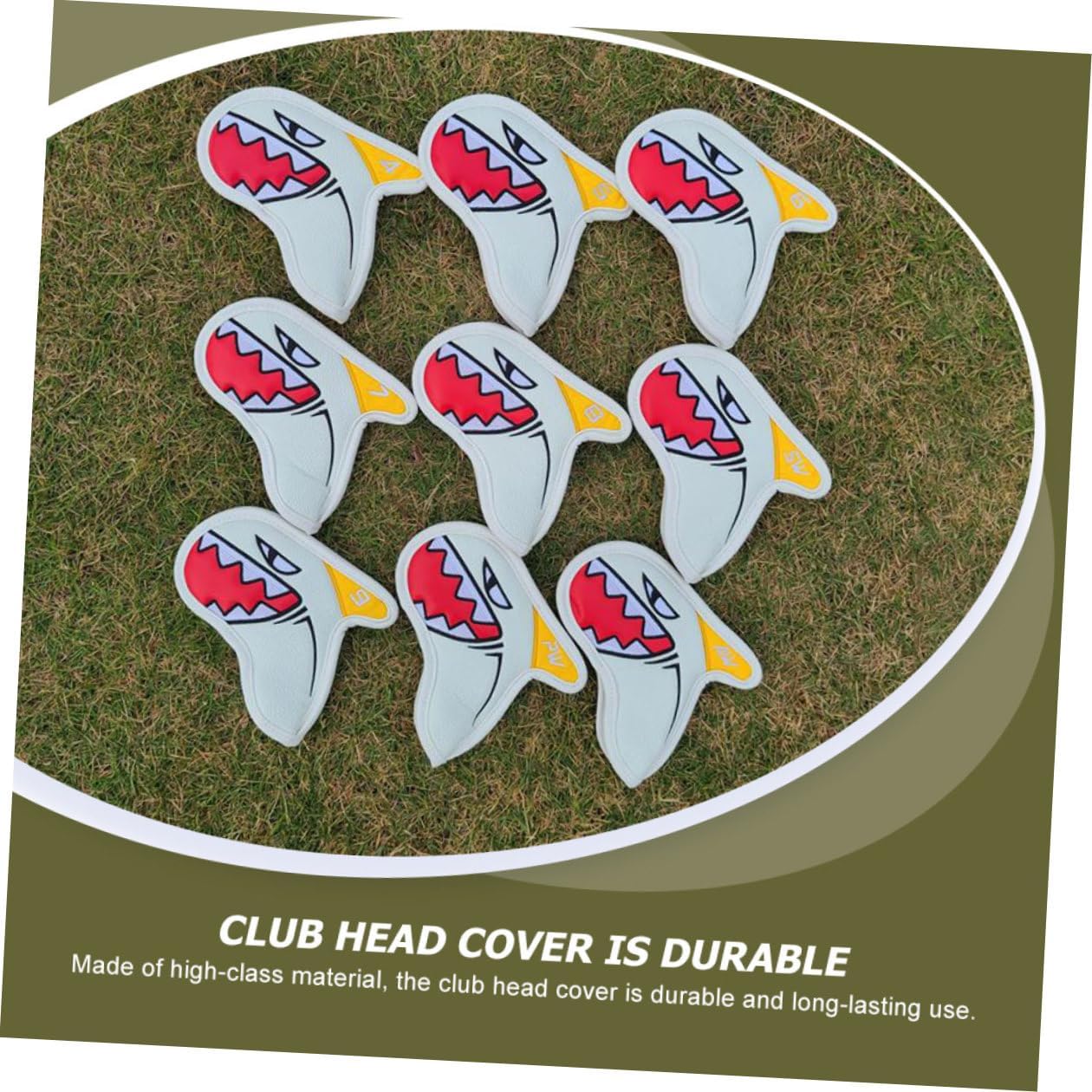 Kisangel 9Pcs Golf Club Head Covers Set Including Iron Covers and White Sturdy for Golf Clubs Convenient Driver and Iron Accessories for Golfers