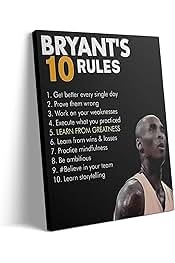 Kobe Bryant’s 10 Rules Motivational Canvas Wall Art - Inspirational Basketball Quote Poster Print Canvas Basketball Motivational Wall Decor for Office, Gym, Living Room or Bedroom 8x10inch